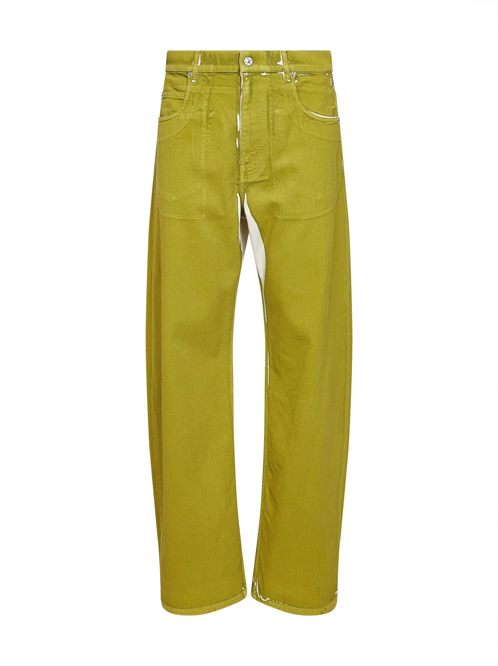 Marni Men Green Screen-Printed Denim Wide-Leg Jeans - 1