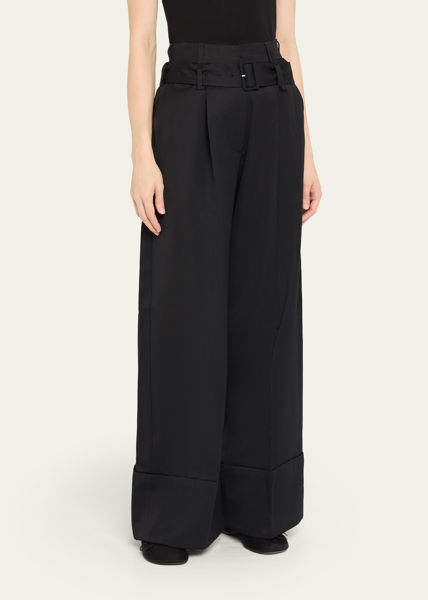 Multi Belt Loop Wide-Leg Trousers - 4
