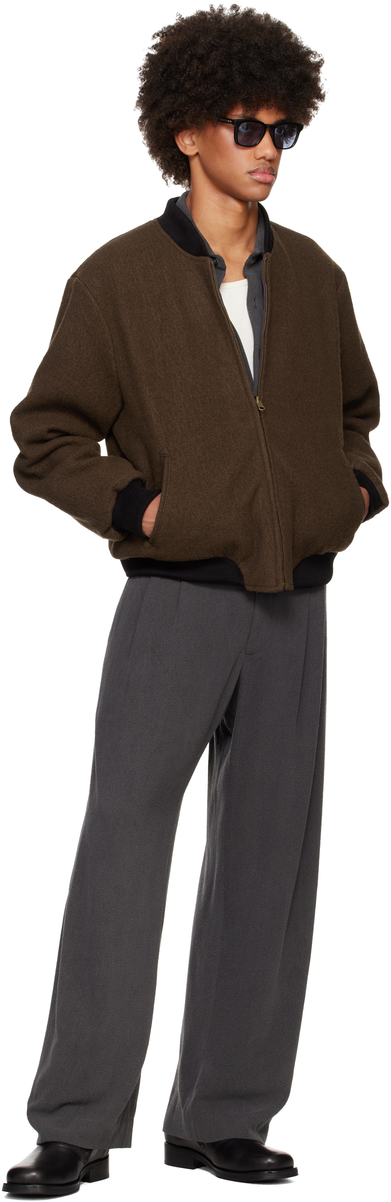 Gray Double Pleat Trousers - 4