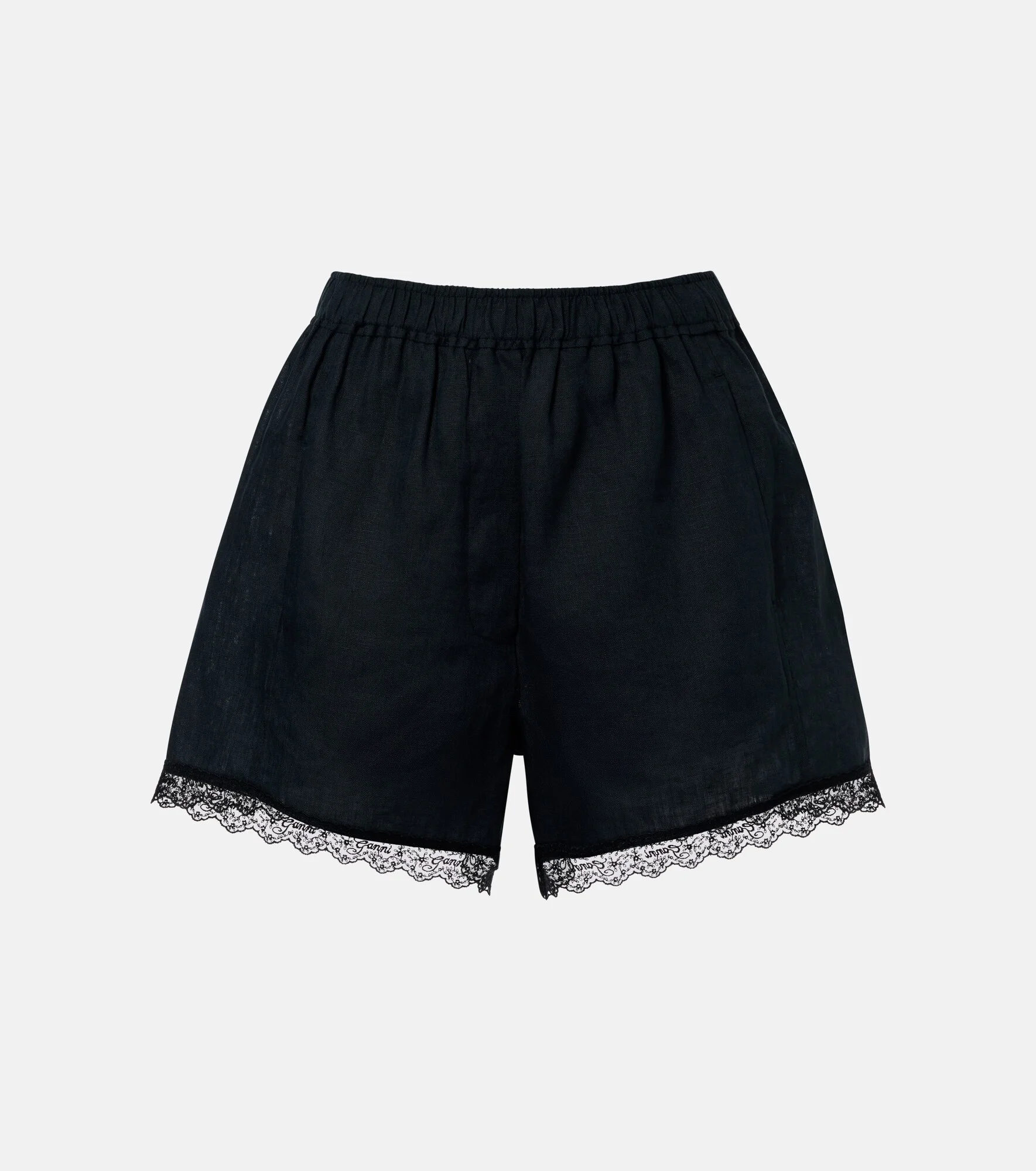 Lace-trimmed linen shorts - 1