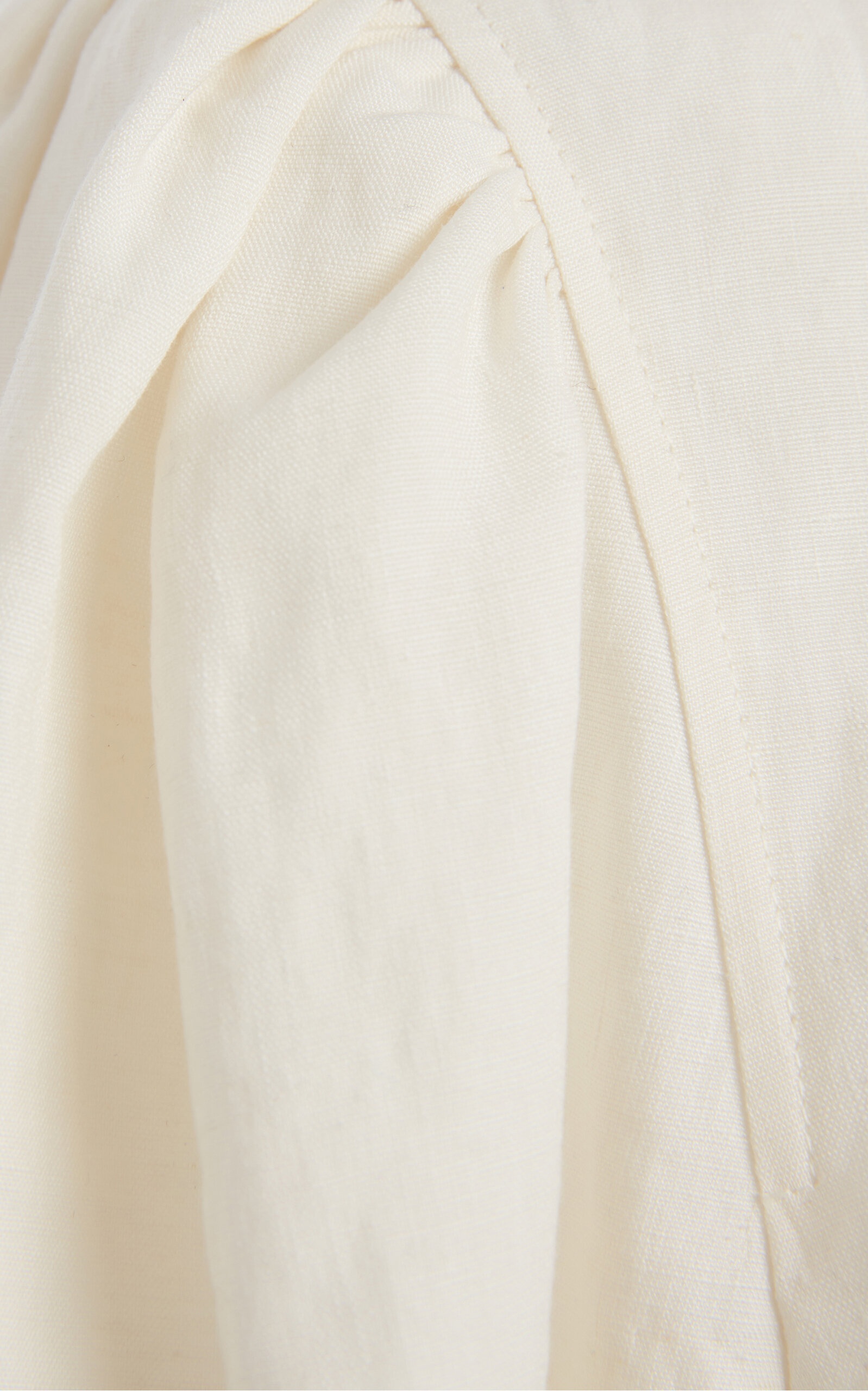 Balloon-Sleeve Lace-Up Linen Shirt neutral - 6
