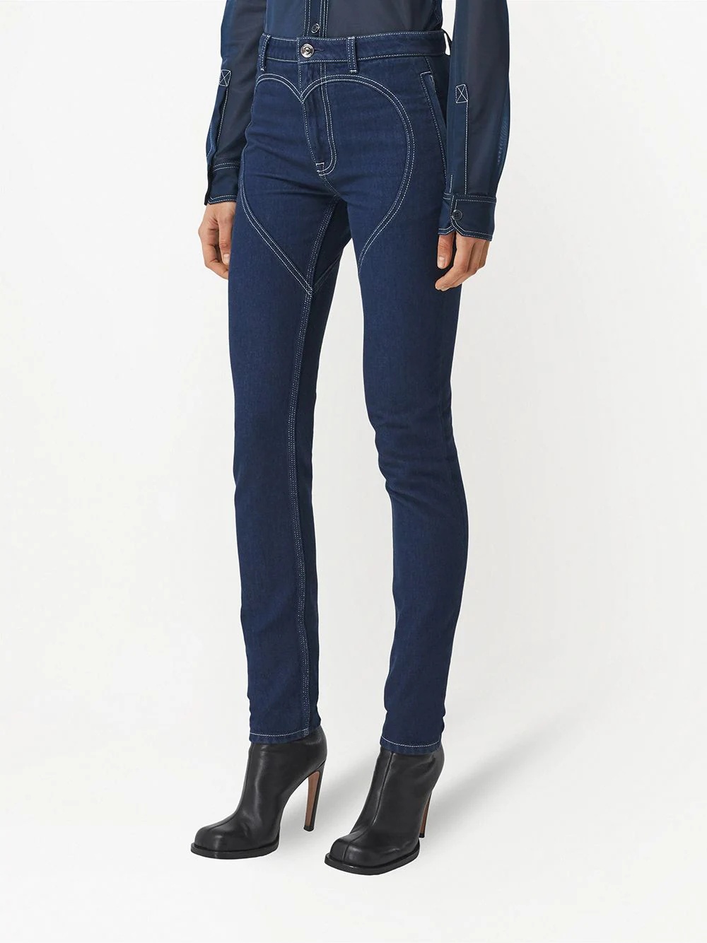 high-rise heart-motif skinny jeans - 3
