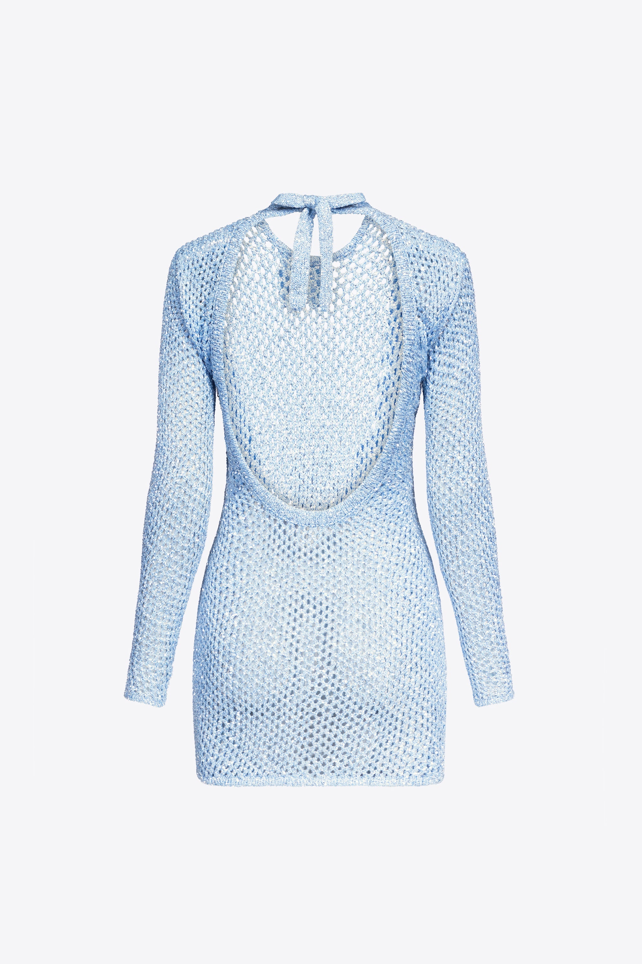 SEQUIN CROCHET LONG SLEEVE MINI DRESS - 2