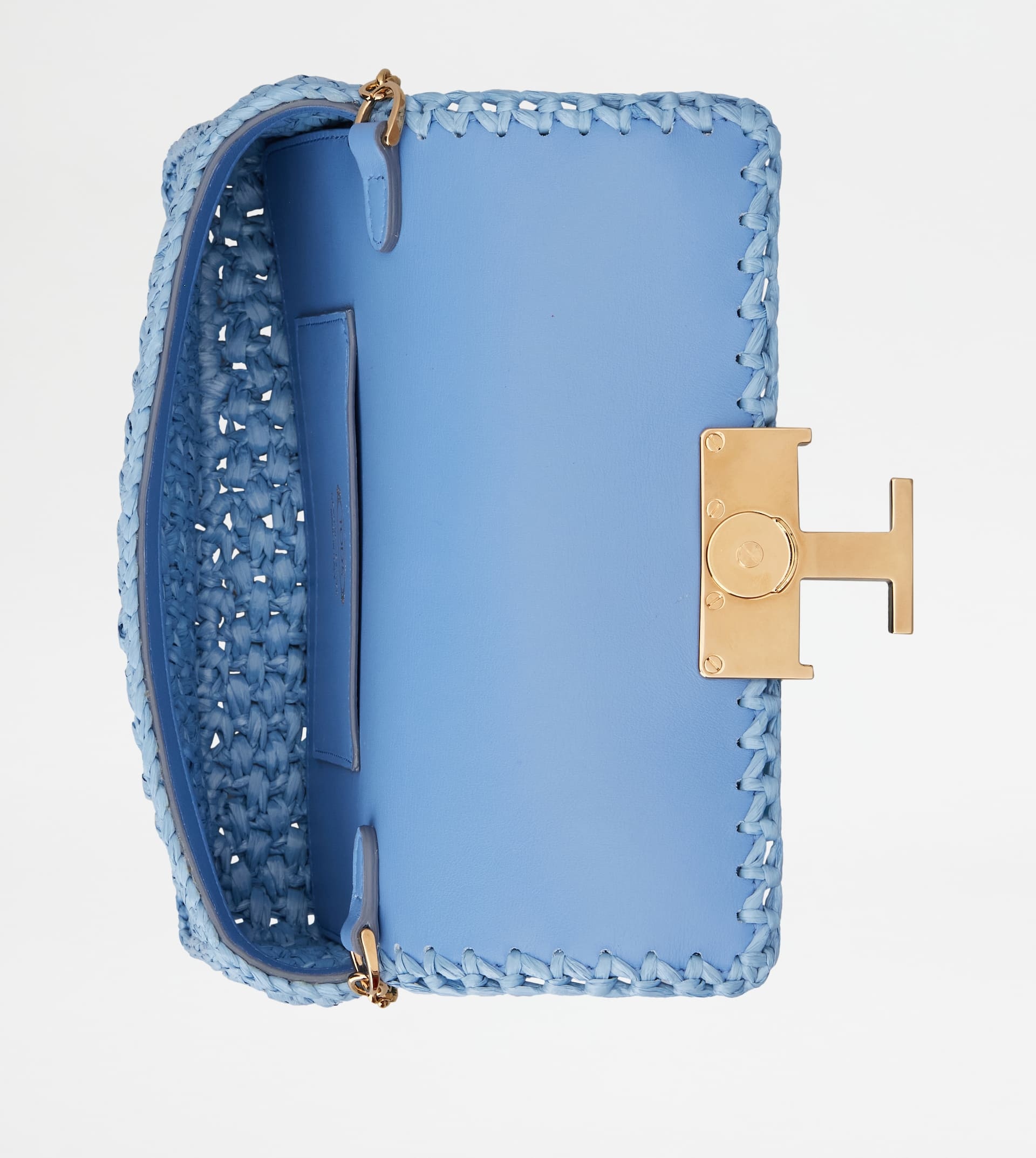 T TIMELESS FLAP BAG IN RAFFIA MICRO - LIGHT BLUE - 3