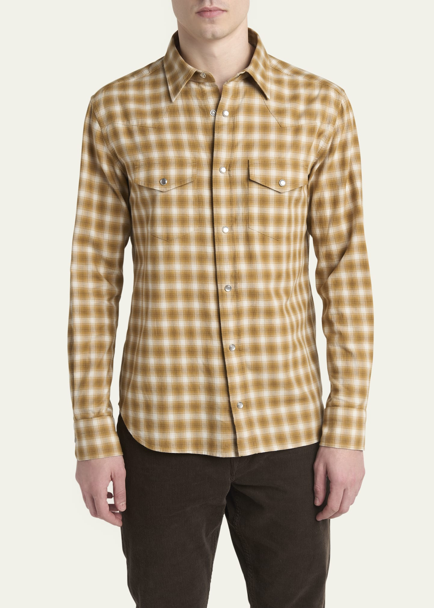 Men's Pale Soft Check Slim Fit Western Shirt - 4