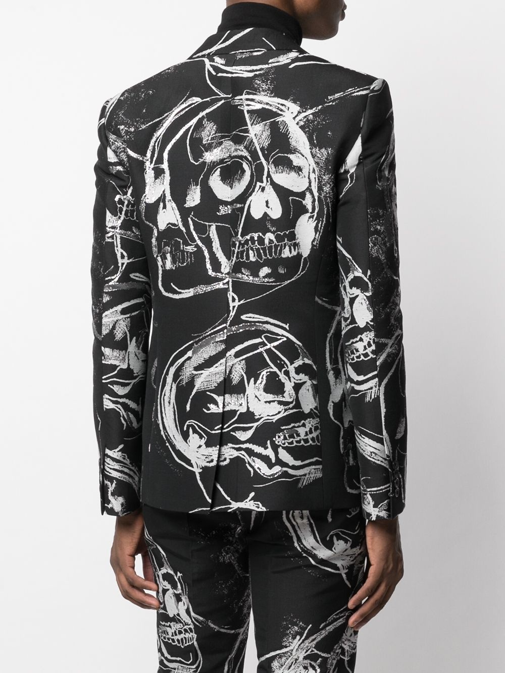 skull-print single-breasted blazer - 4