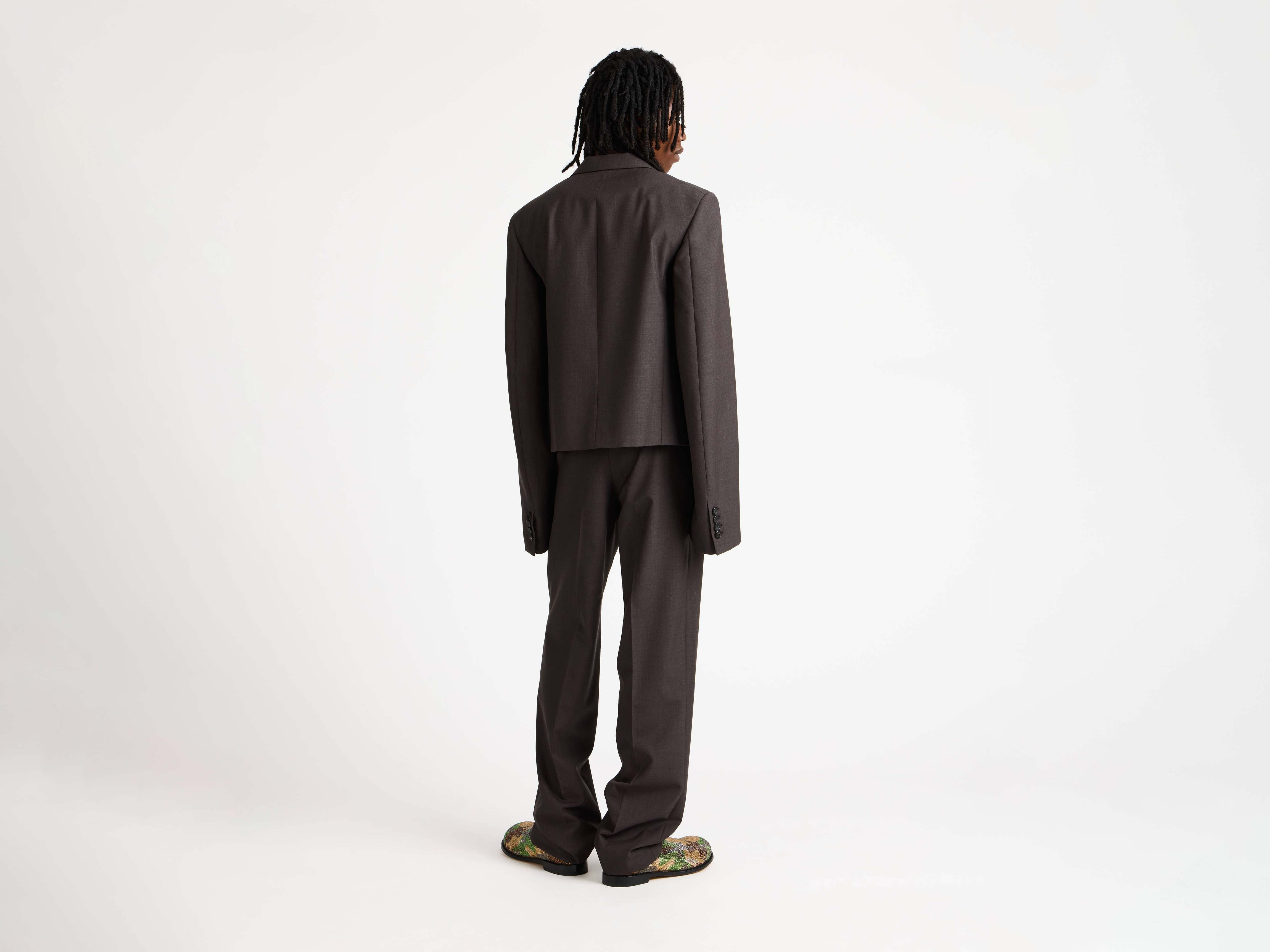 TAILORED TUXEDO TROUSERS IN CHOCOLATE BROWN - 3