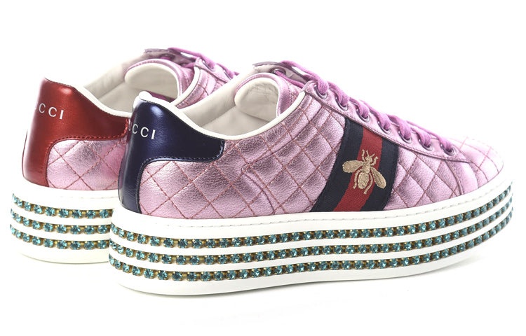 (WMNS) Gucci Ace Platform With Crytals 'Pink' 550050-0V630-5868 - 4