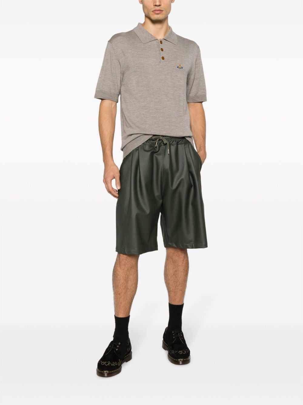 Orb-embroidered wool polo shirt - 2