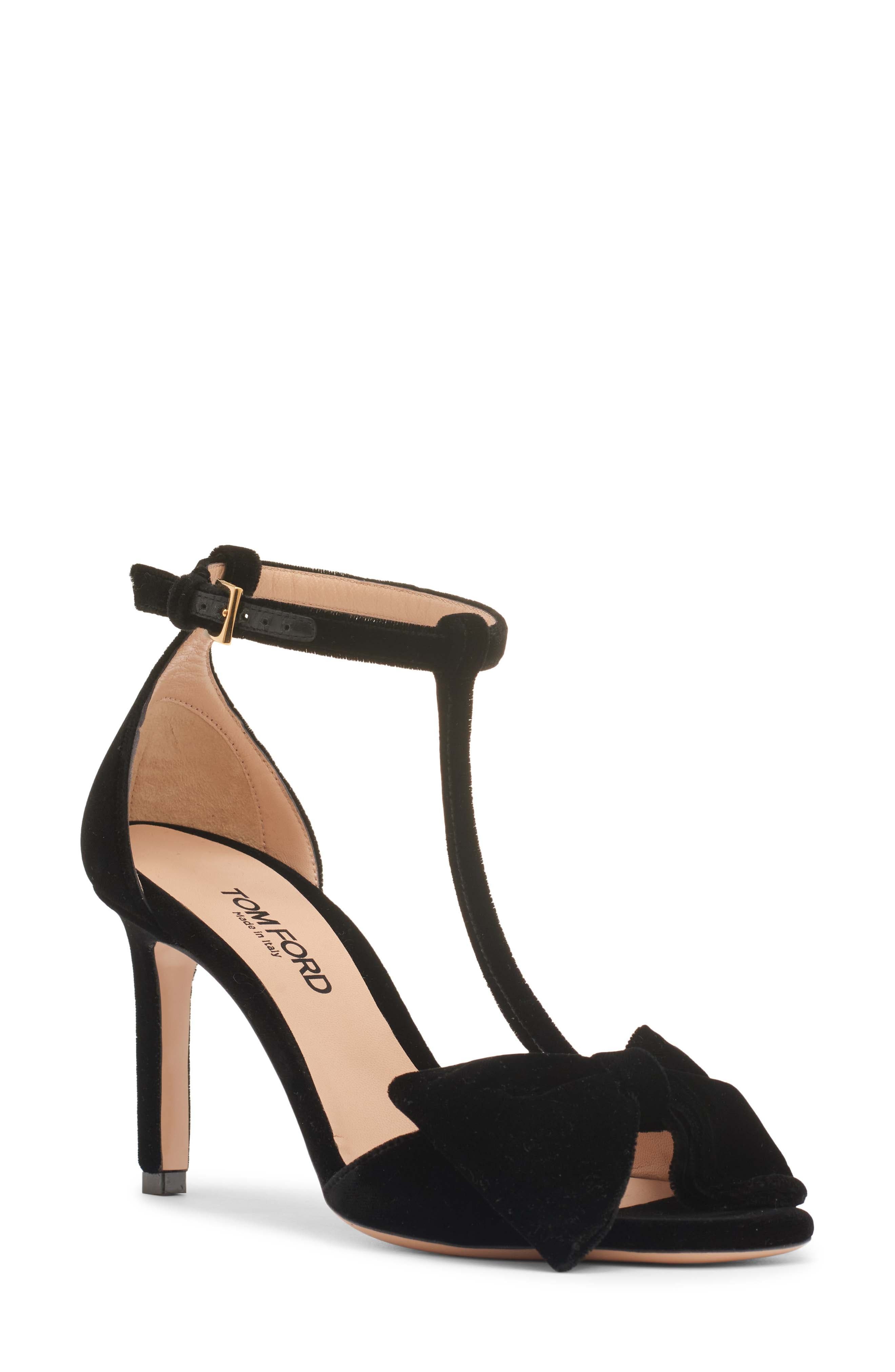 TOM FORD Brigitte Bow Sandal in Black Velvet at Nordstrom - 1