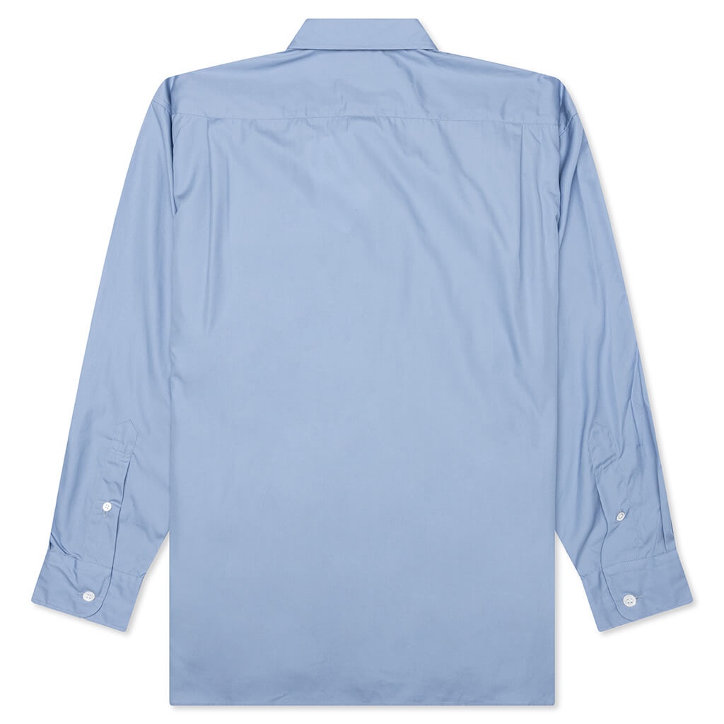 MIXED MATERIAL SHIRT - SAX/NAVY - 2