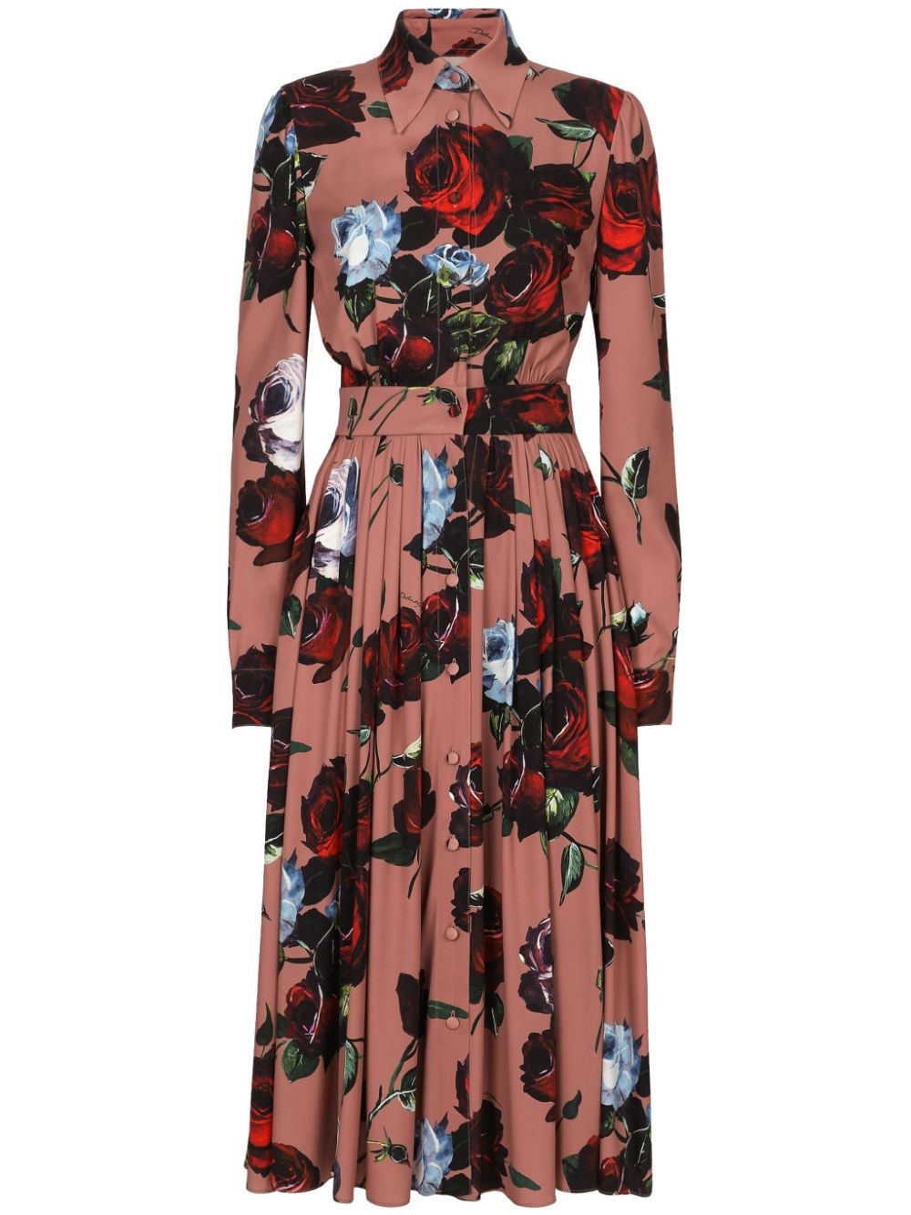 floral-print silk-blend dress - 1