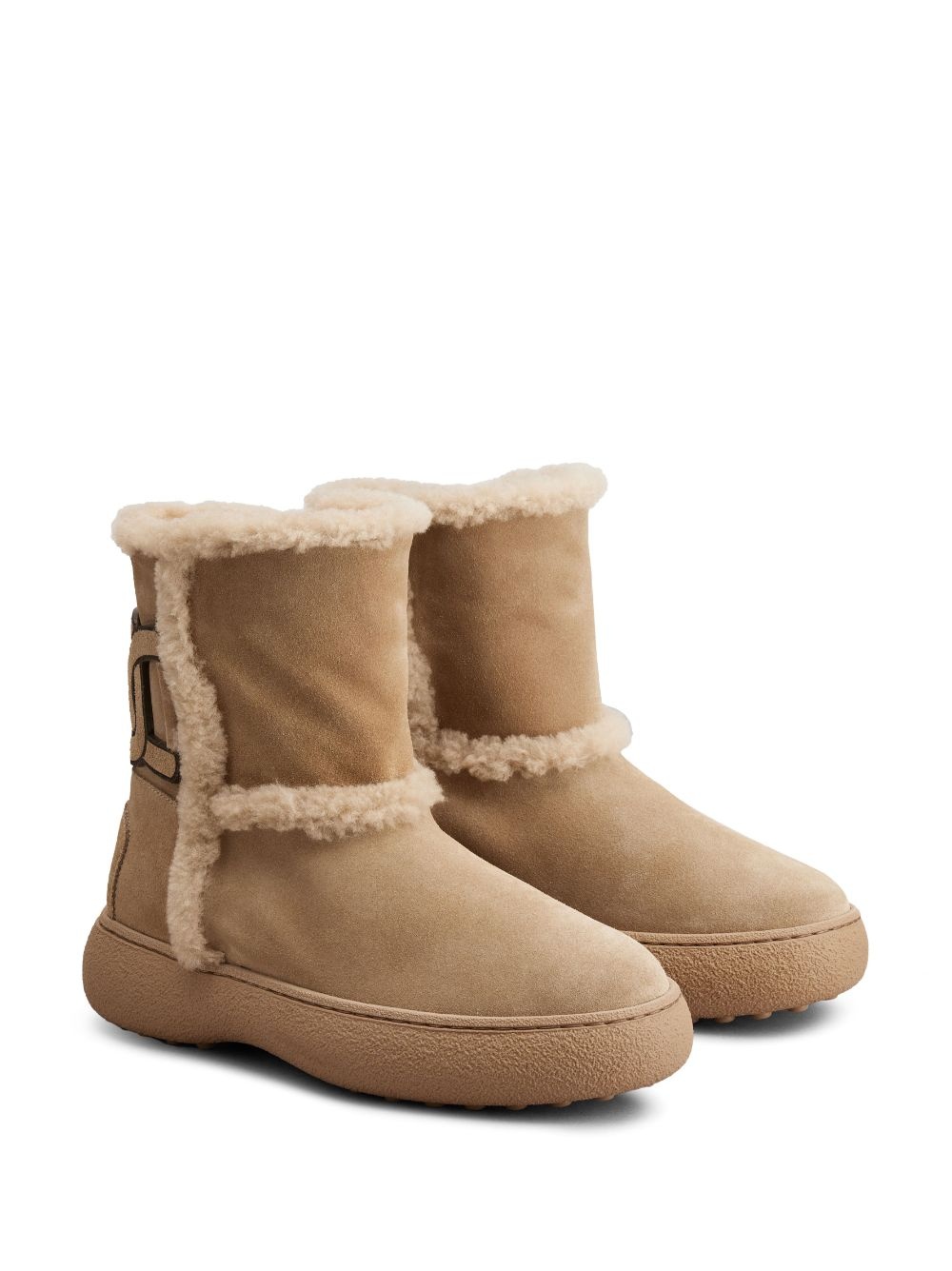 logo-patch suede boots - 2