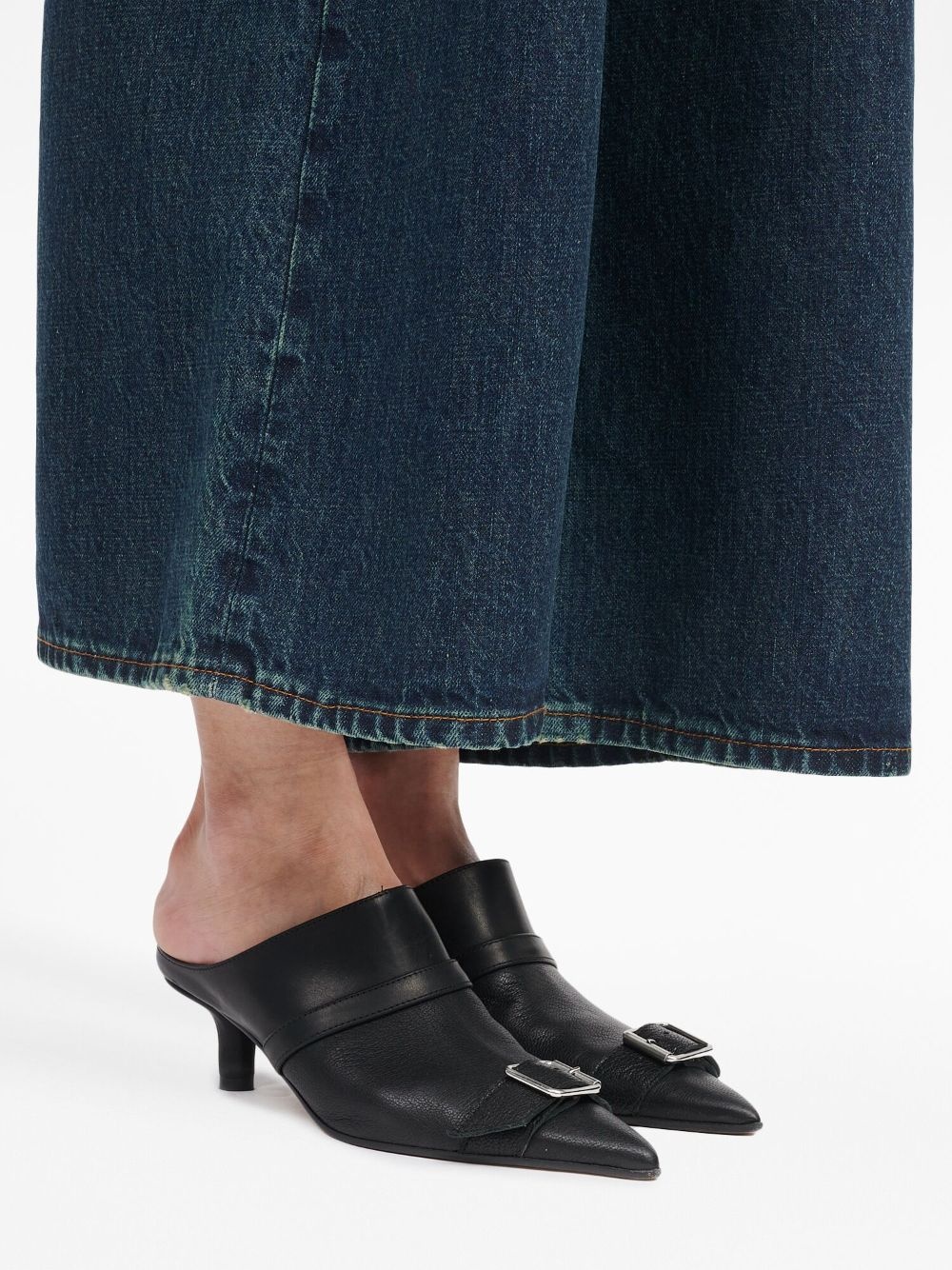 pointed leather mules - 5