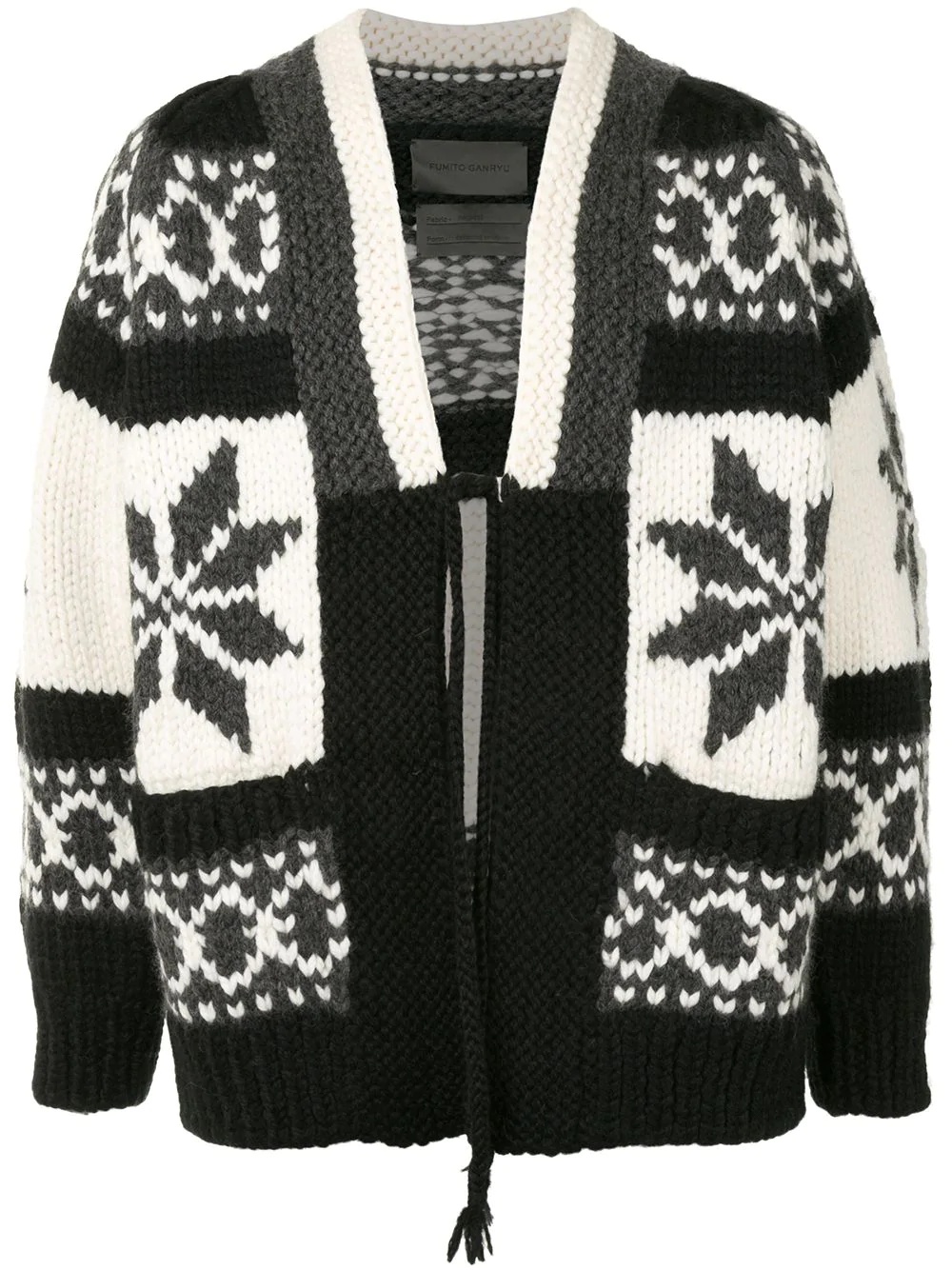 intarsia knit cardigan - 1