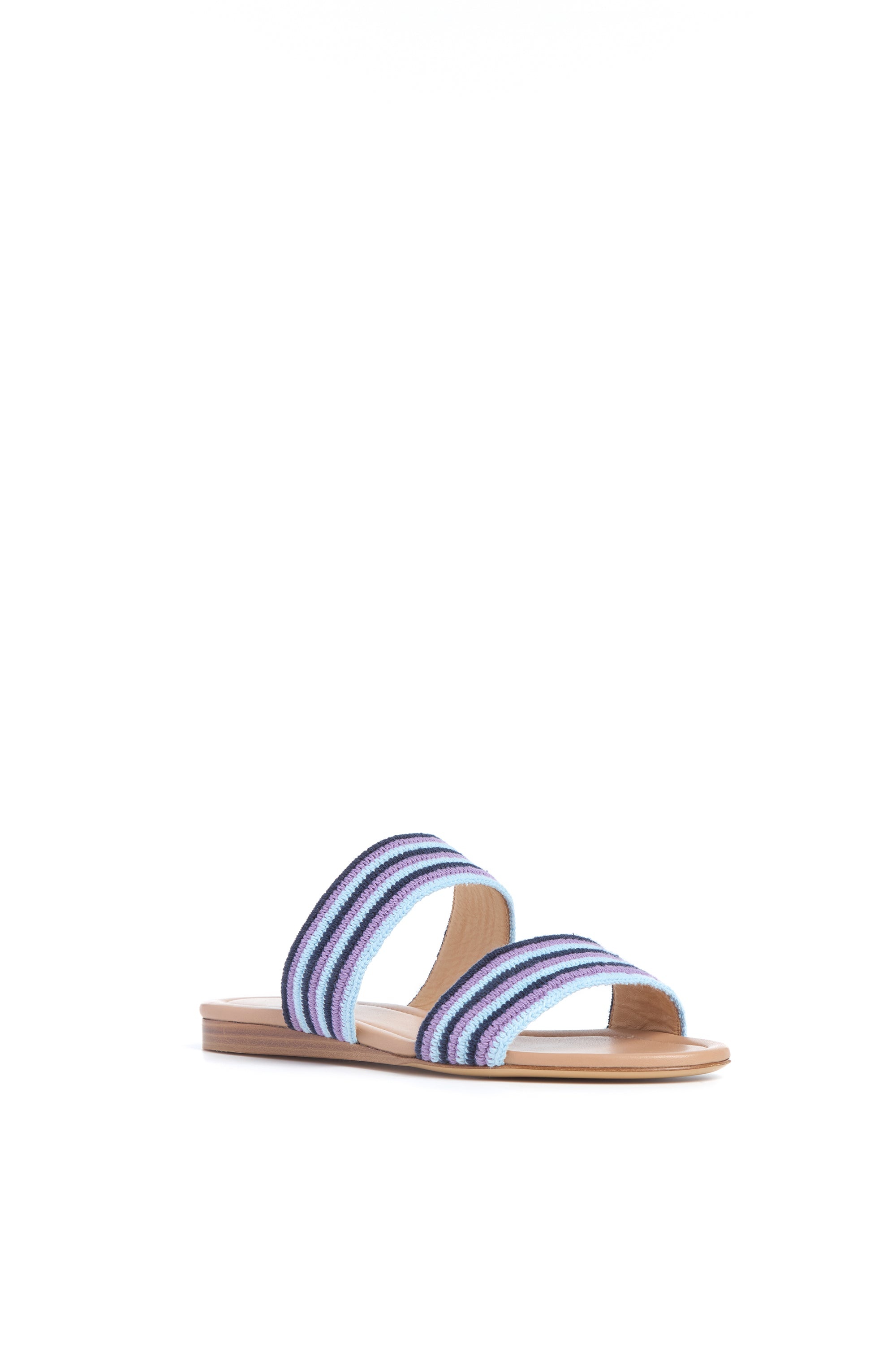 Lora Flat Sandal in Navy Multi Crochet - 2