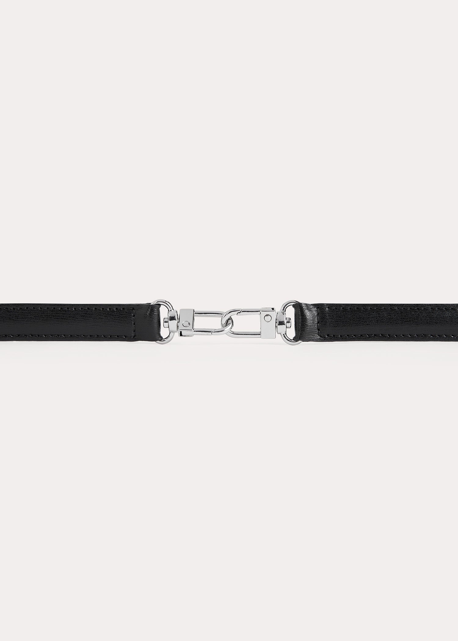 Double clasp leather belt black - 4