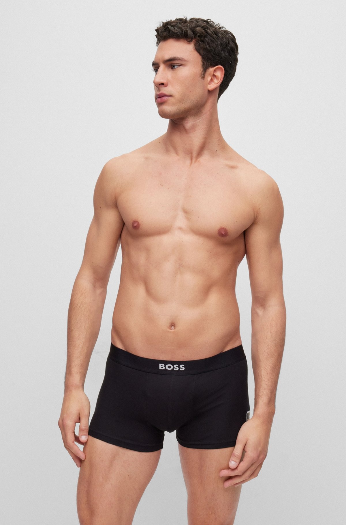 TWO-PACK OF STRETCH-COTTON TRUNKS WITH LOGO WAISTBANDS - 2
