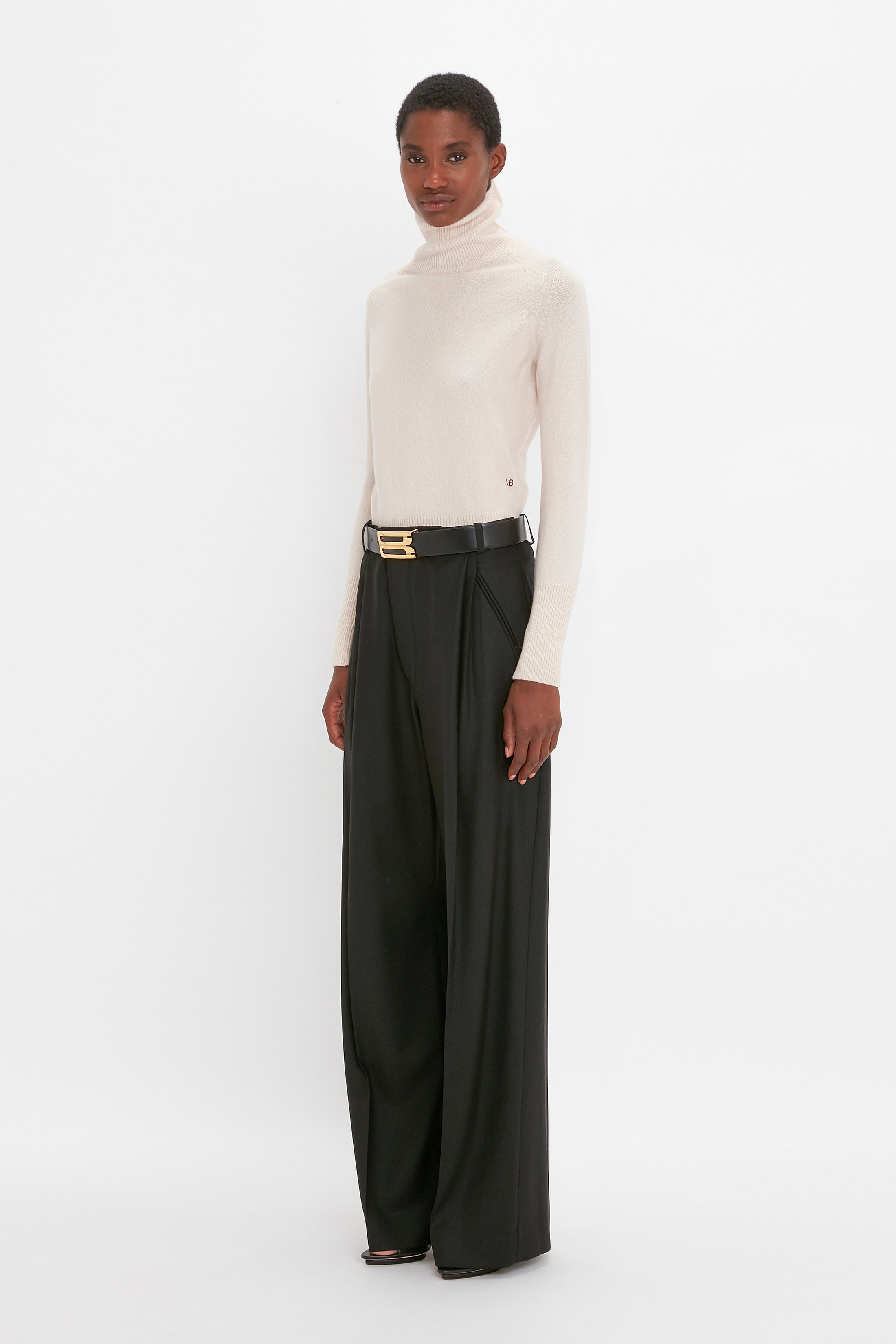 Polo Neck Jumper In Ivory - 3