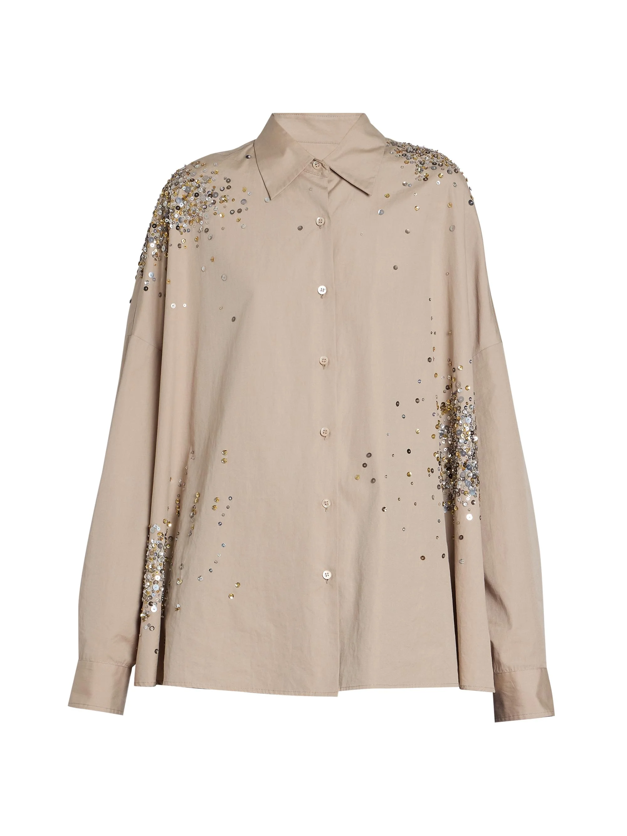 Women's Casia Embellished Oversized Button-Front Shirt - Sand - 1