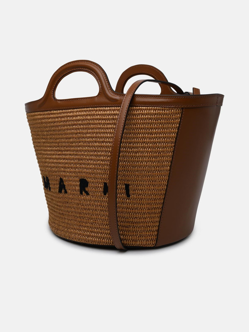 Marni BROWN LEATHER BLEND TROPICAL BAG outlook