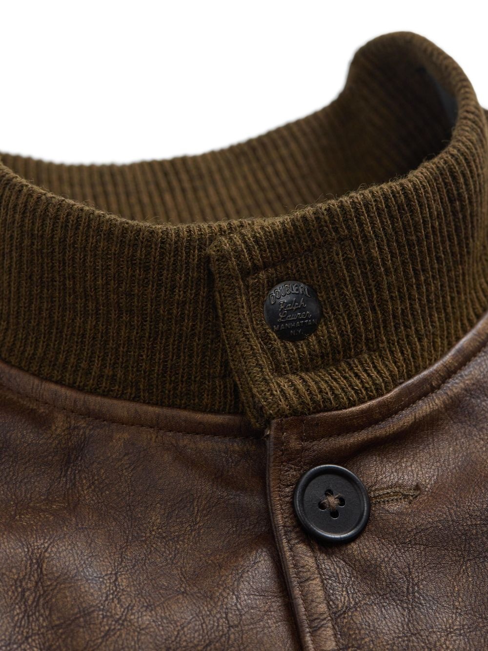 button-up leather jacket - 3