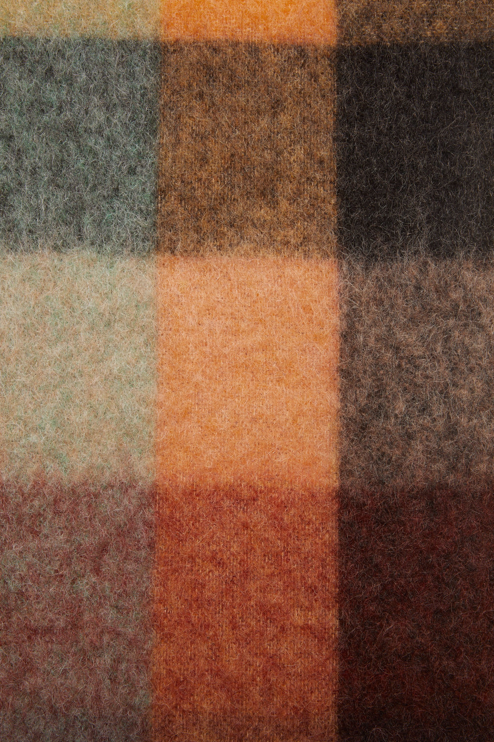 Mohair checked scarf - Chestnut brown/yellow/green - 5
