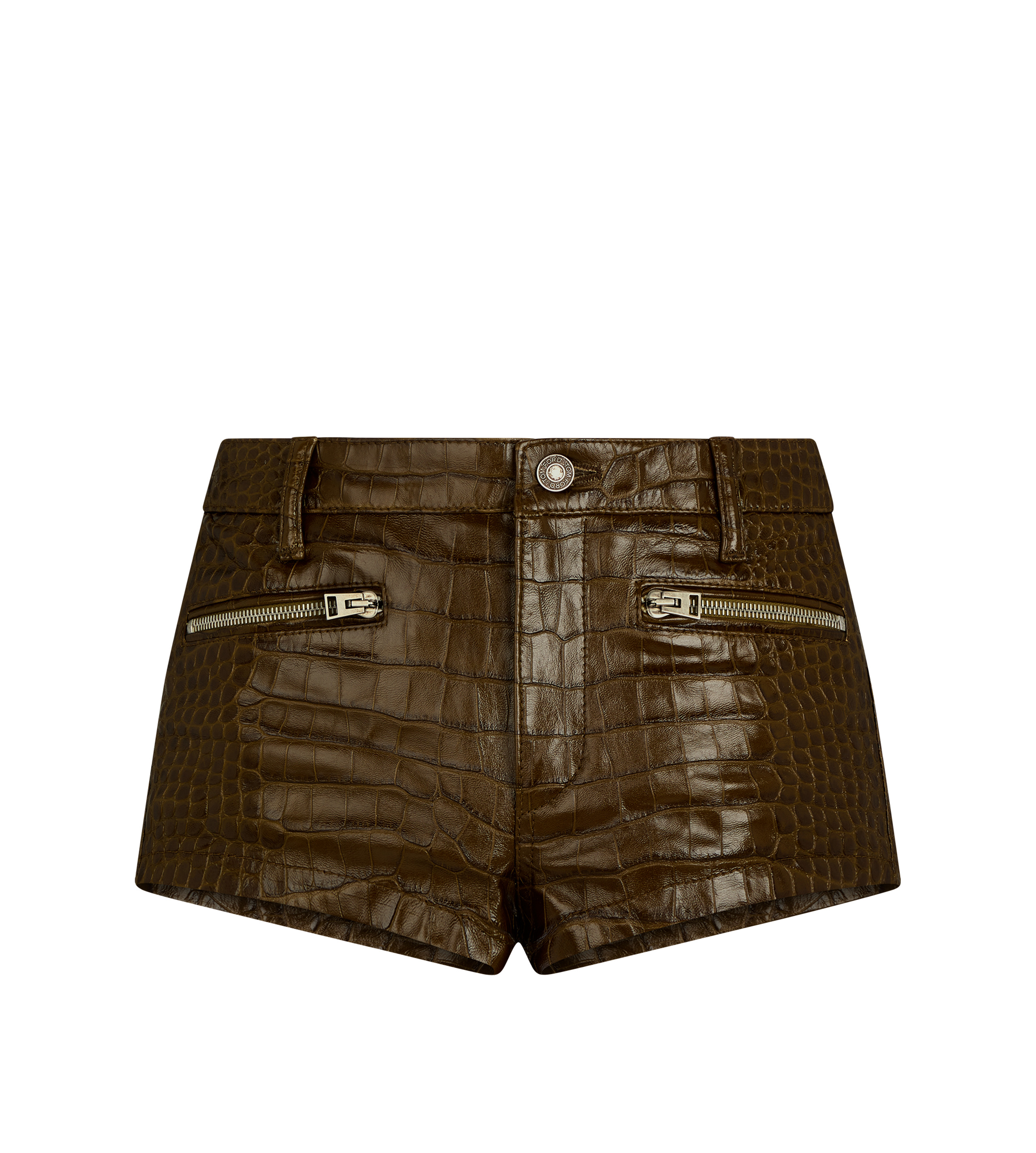 EMBOSSED LEATHER MINI SHORTS - 1