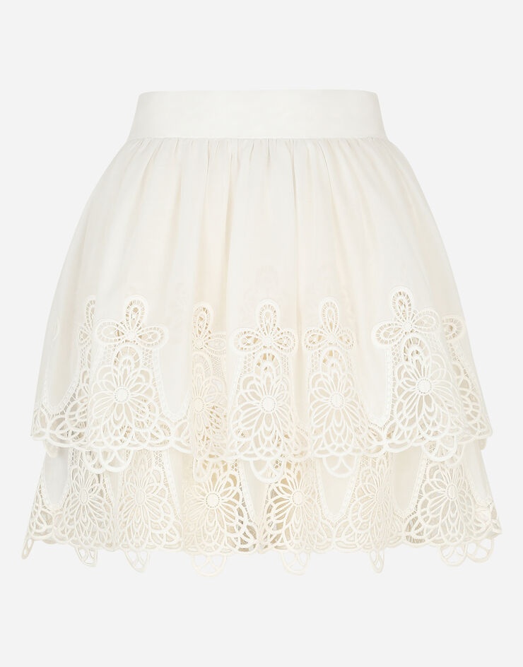 Ruffled embroidered cotton miniskirt - 3