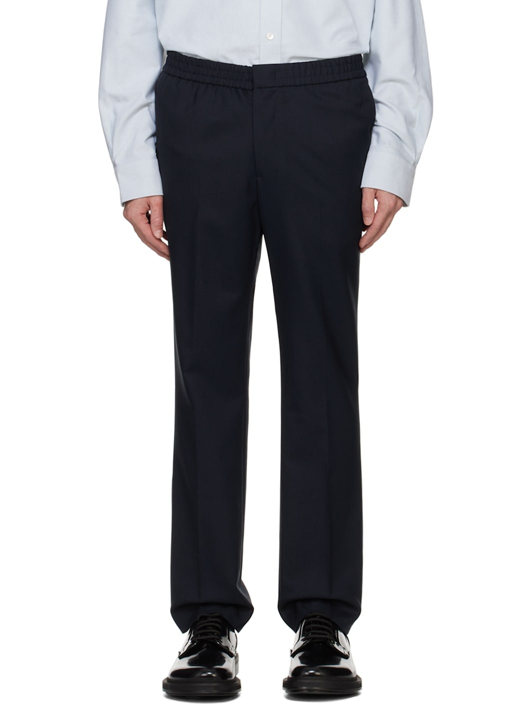 Navy Elasticized Waist Trousers - 1