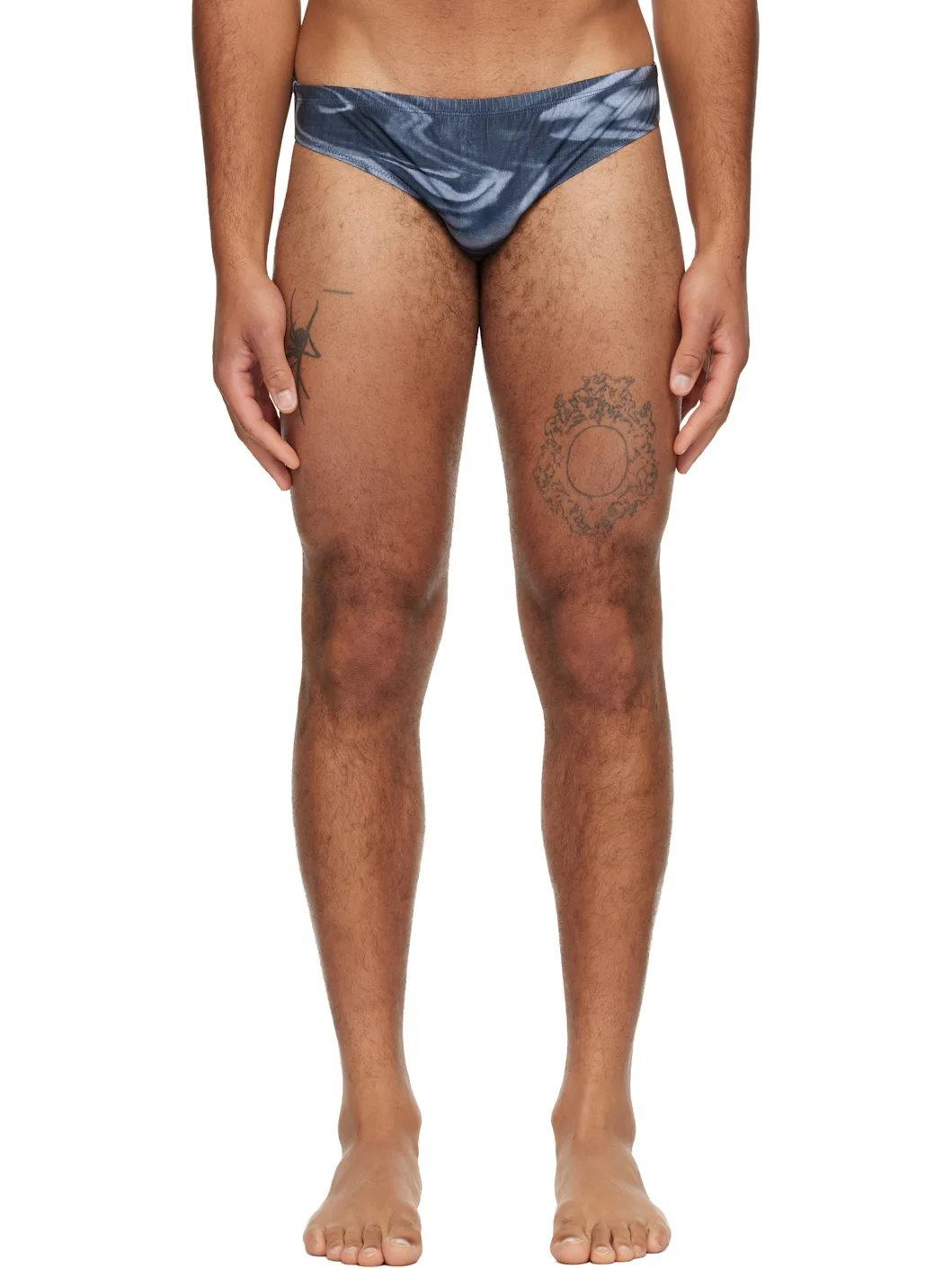 Gray 'The Blurry Roses' Swim Briefs - 1