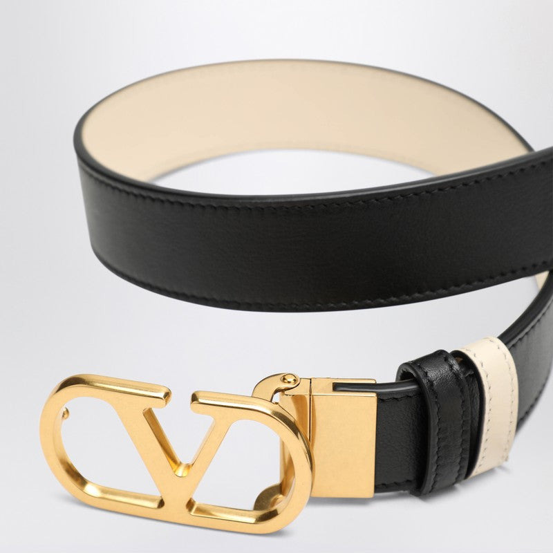Valentino Garavani Reversible Vlogo Signature Belt In Black/Butter White Women - 2