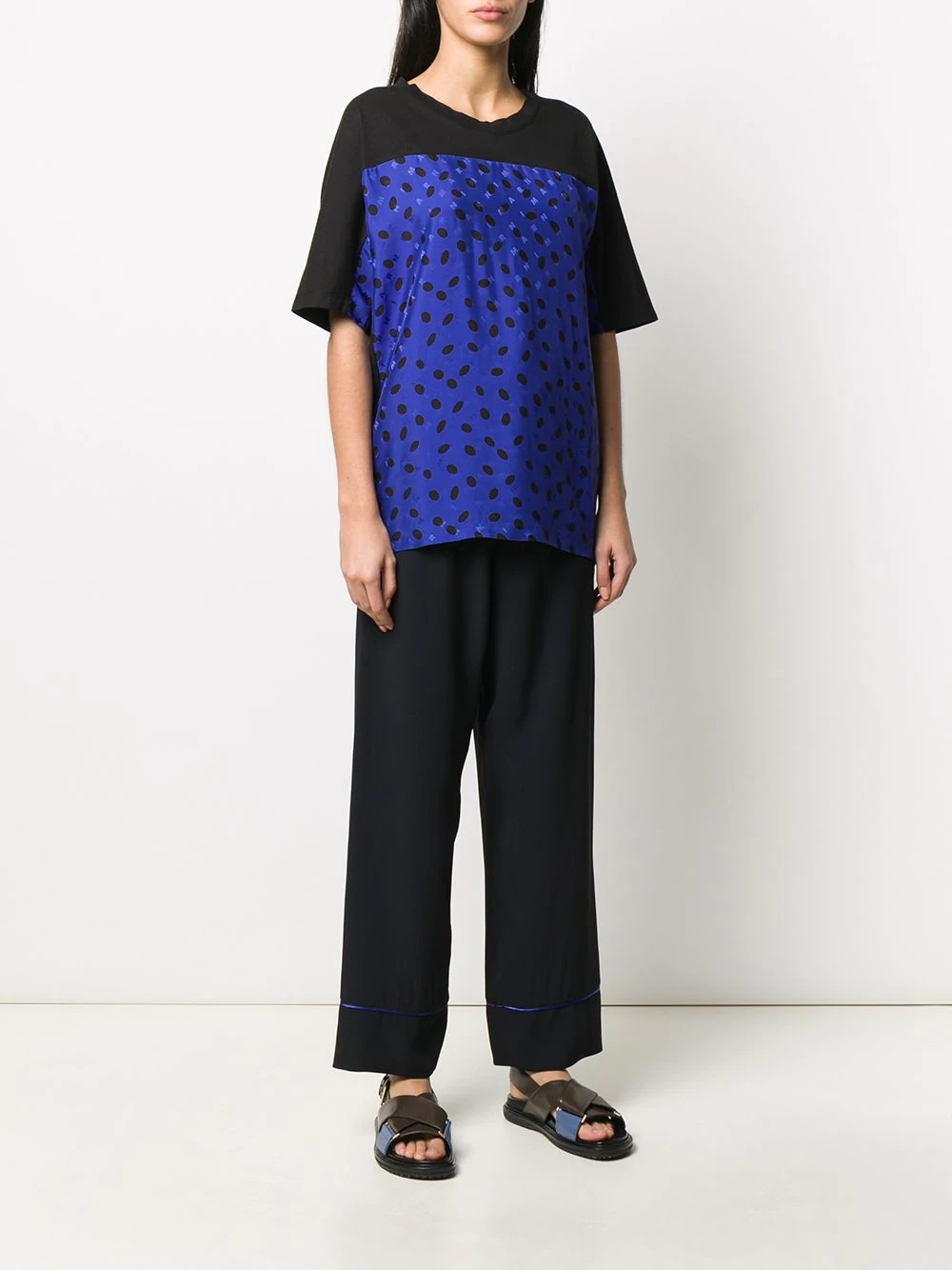 polka dot and logo print blouse - 3