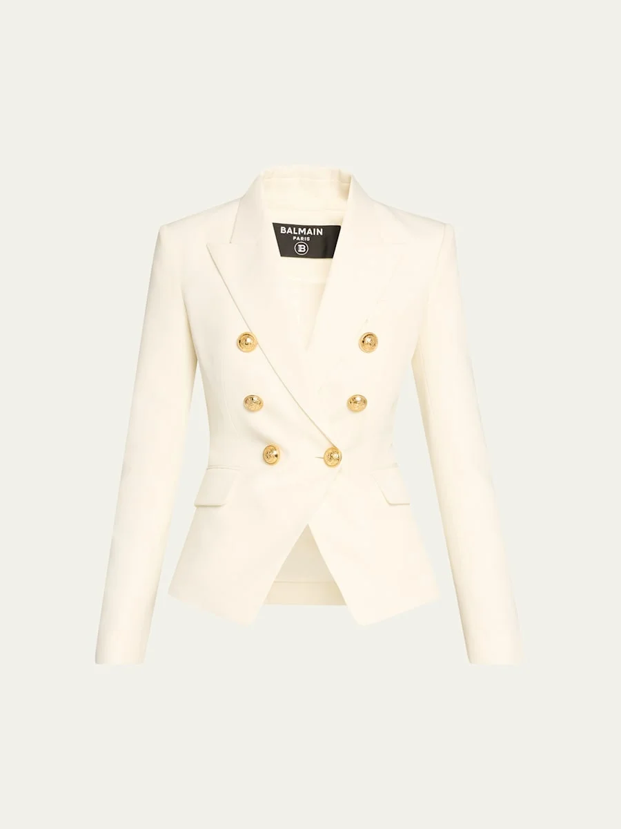 Classic Double-Breasted Fitted Wool Jacket - 1