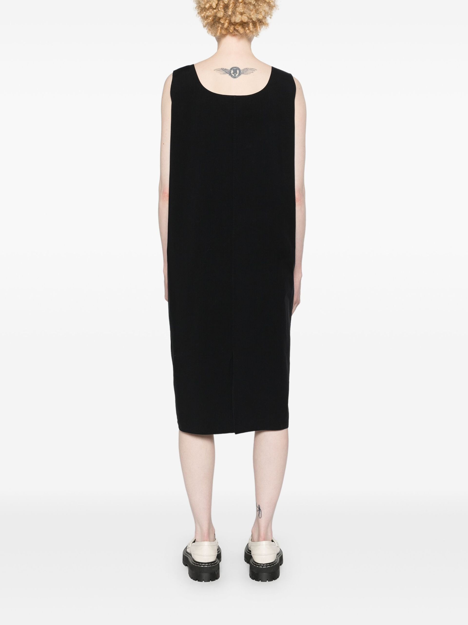 Black Lidia Cotton Midi Dress - 4