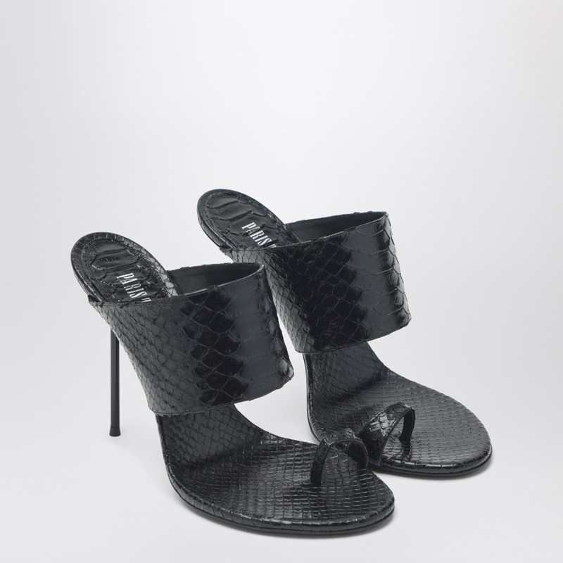 PARIS TEXAS Lidia python-effect black leather thong mule outlook