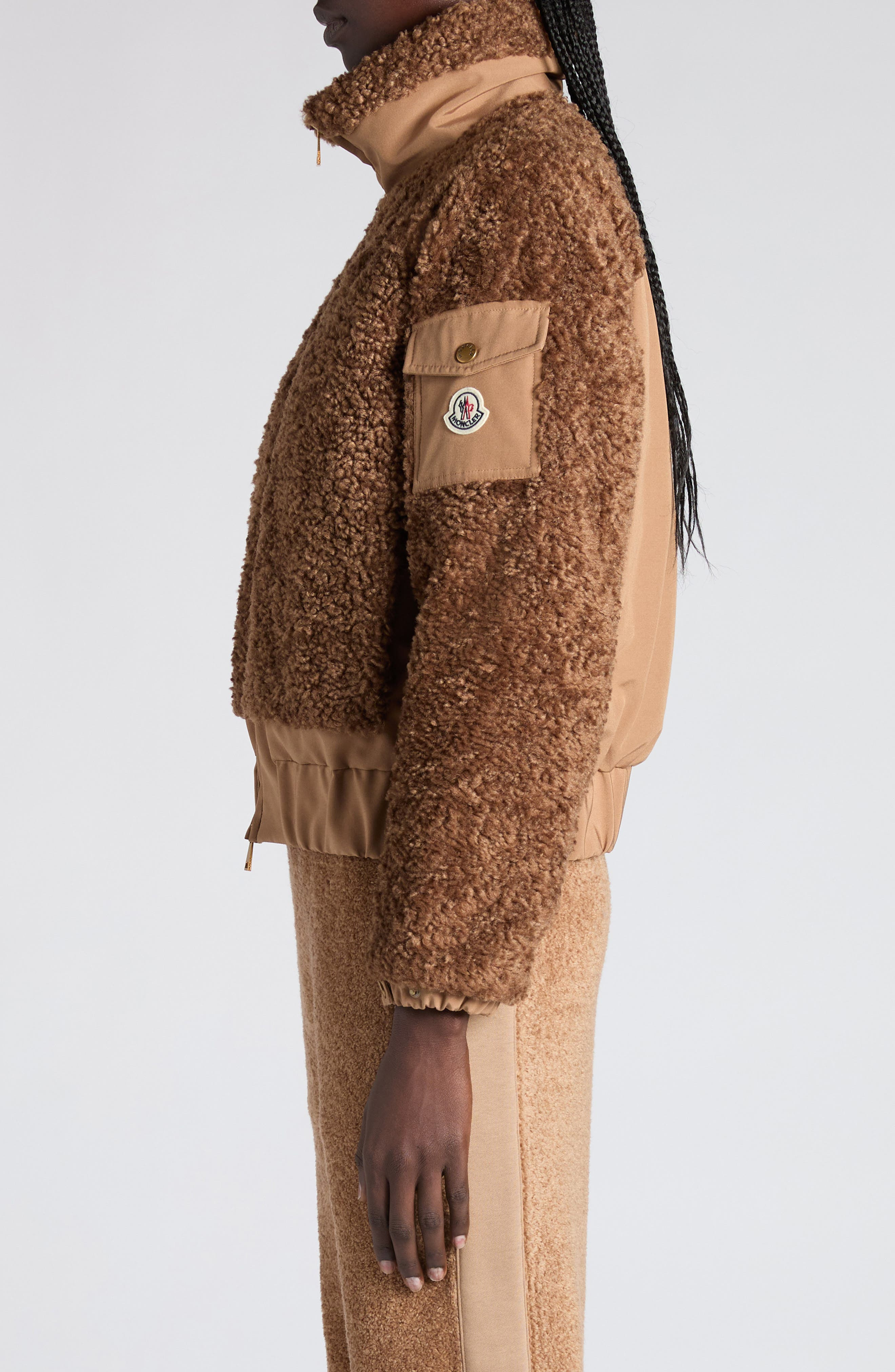 Moncler Coligny Mixed Media Down Jacket in Caribou at Nordstrom - 4