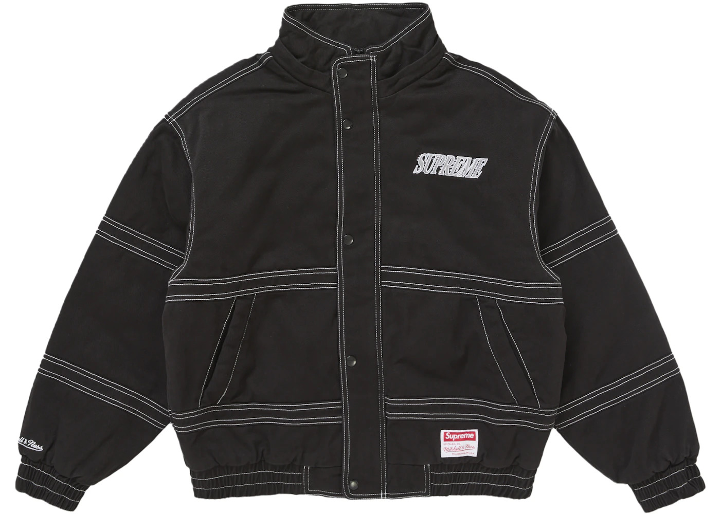 Supreme Mitchell & Ness Twill Stadium Jacket Black - 4