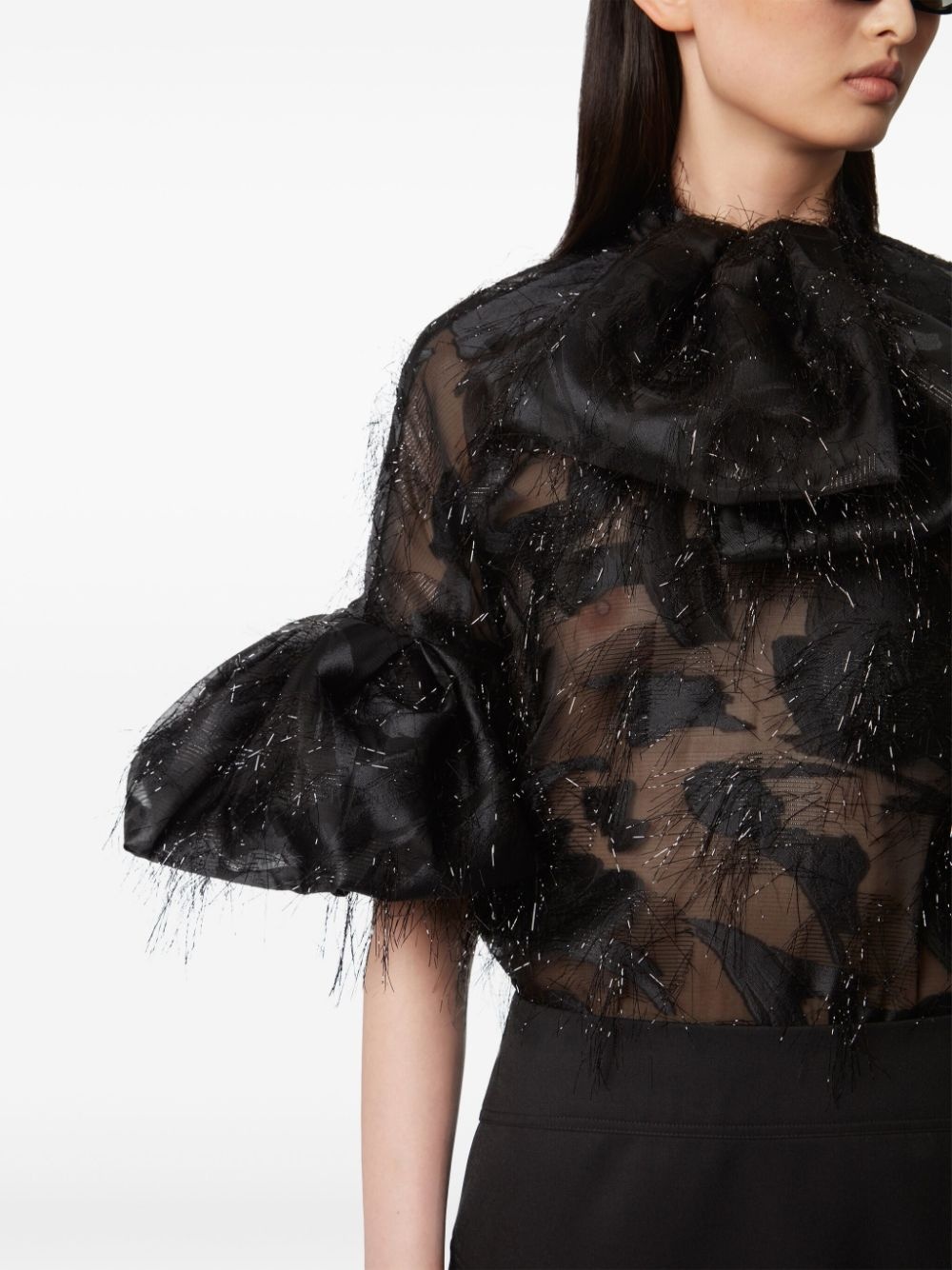 puff-sleeve lavaliere blouse - 5