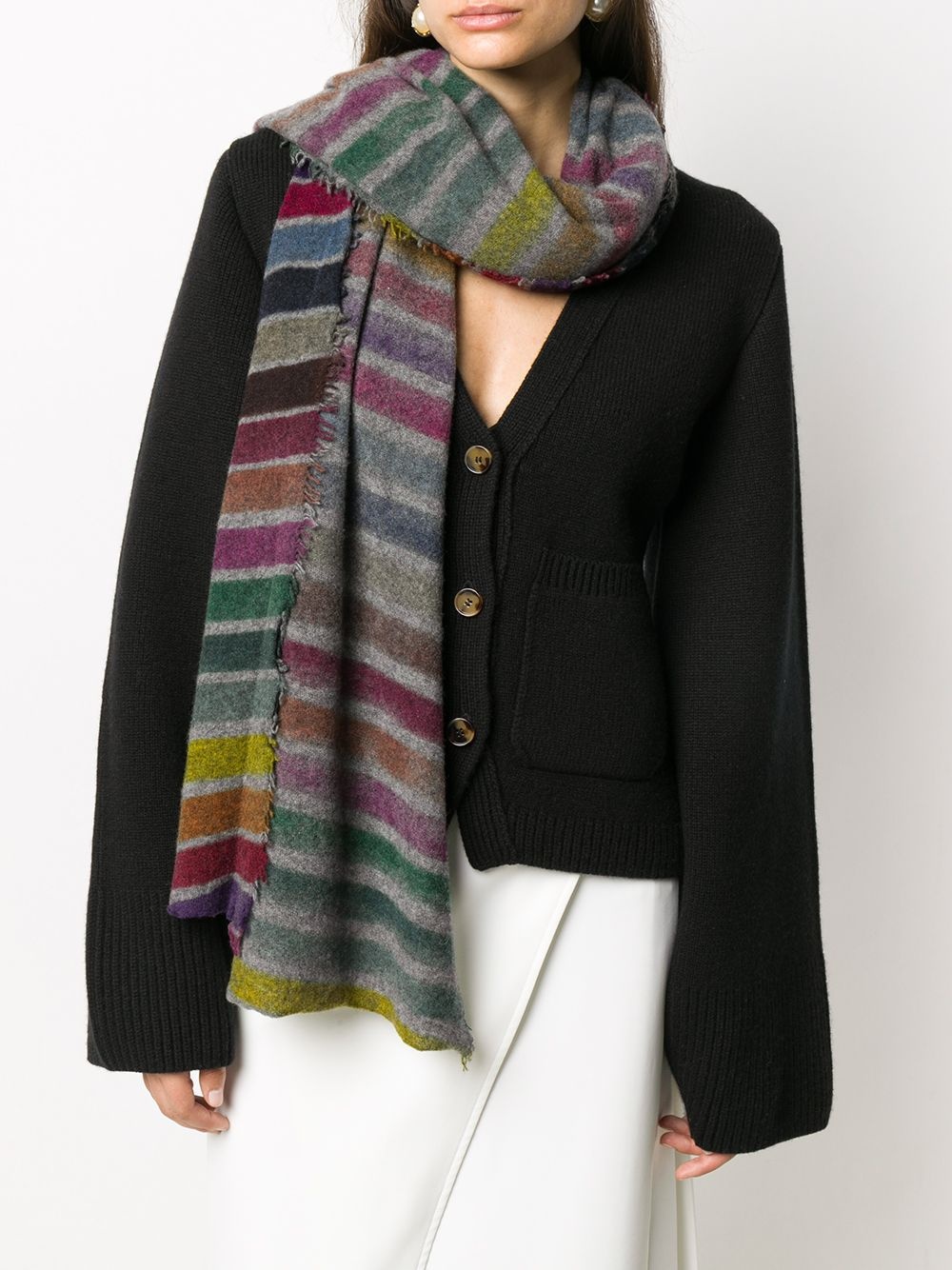 rainbow stripe cashmere scarf - 2