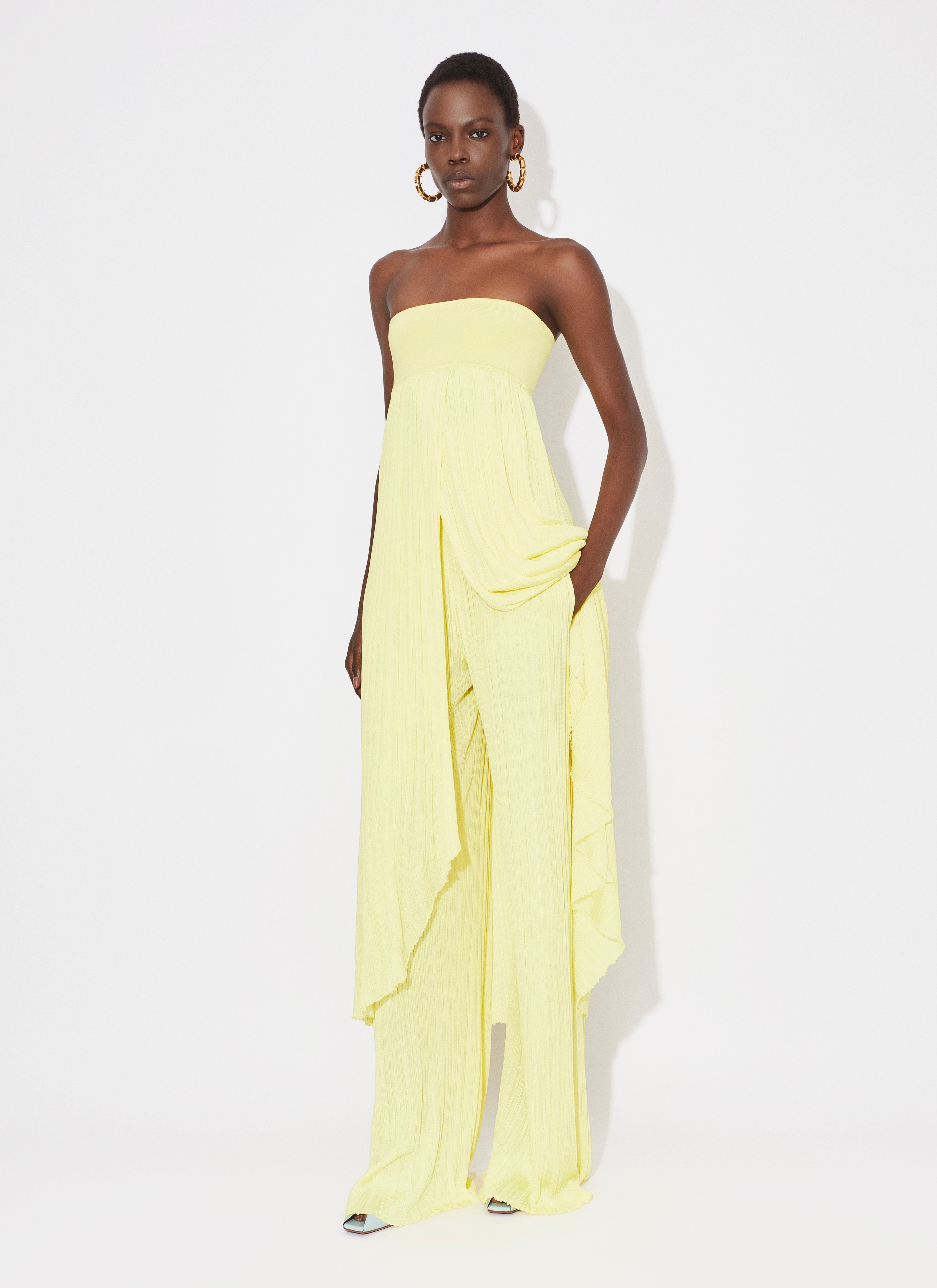 STRAPELESS DRESS IN PLEATED KNIT - 2