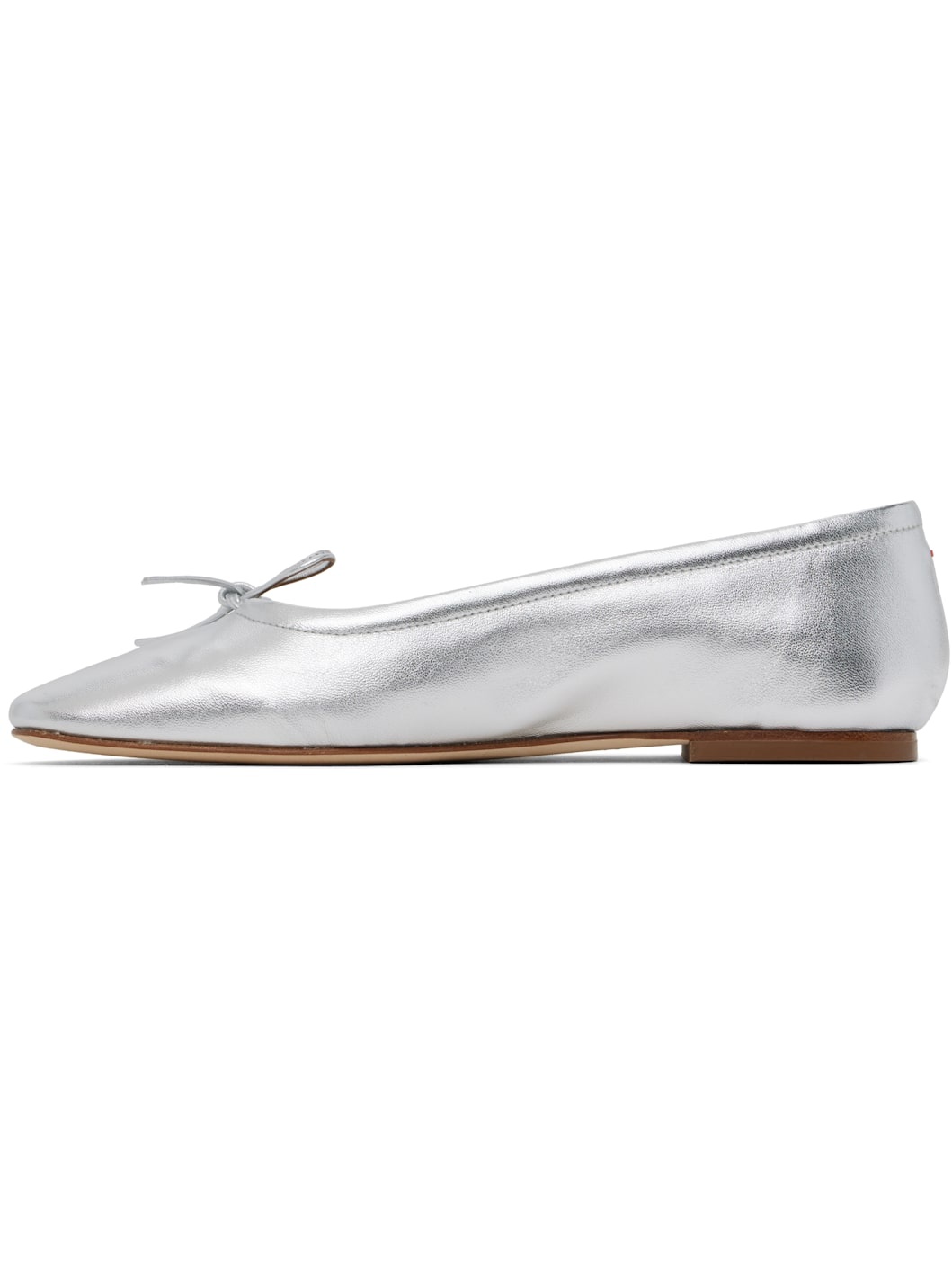 Silver Delfina Leather Ballerina Flats - 3