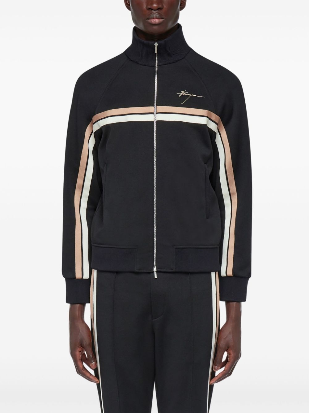 logo-engraved  zip-up jacket - 3