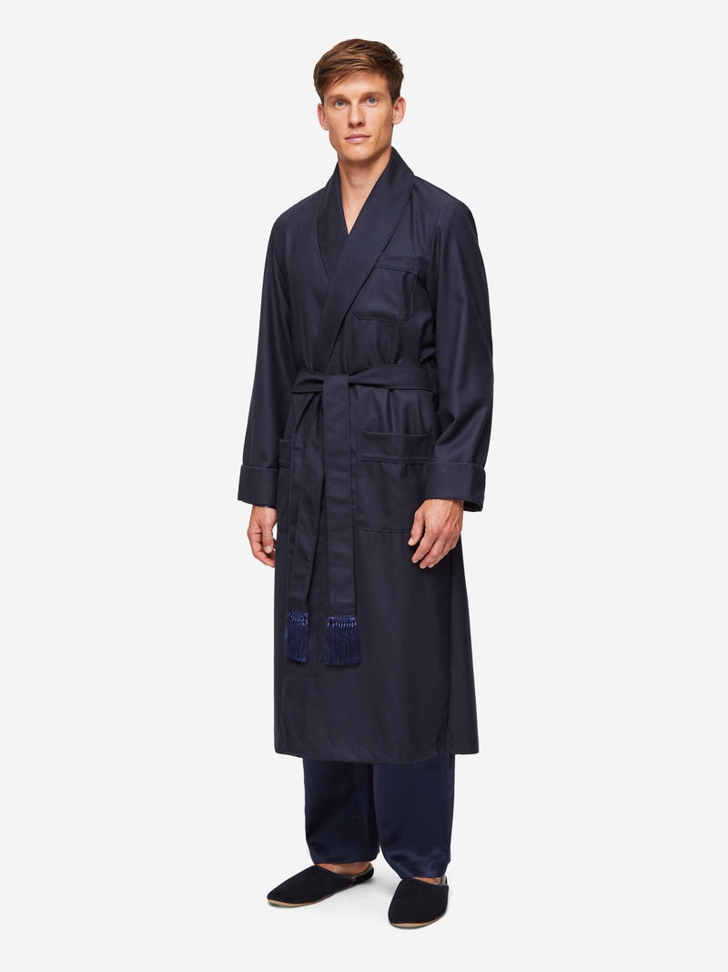 Men's Dressing Gown Westminster 2 Wool Navy - 3