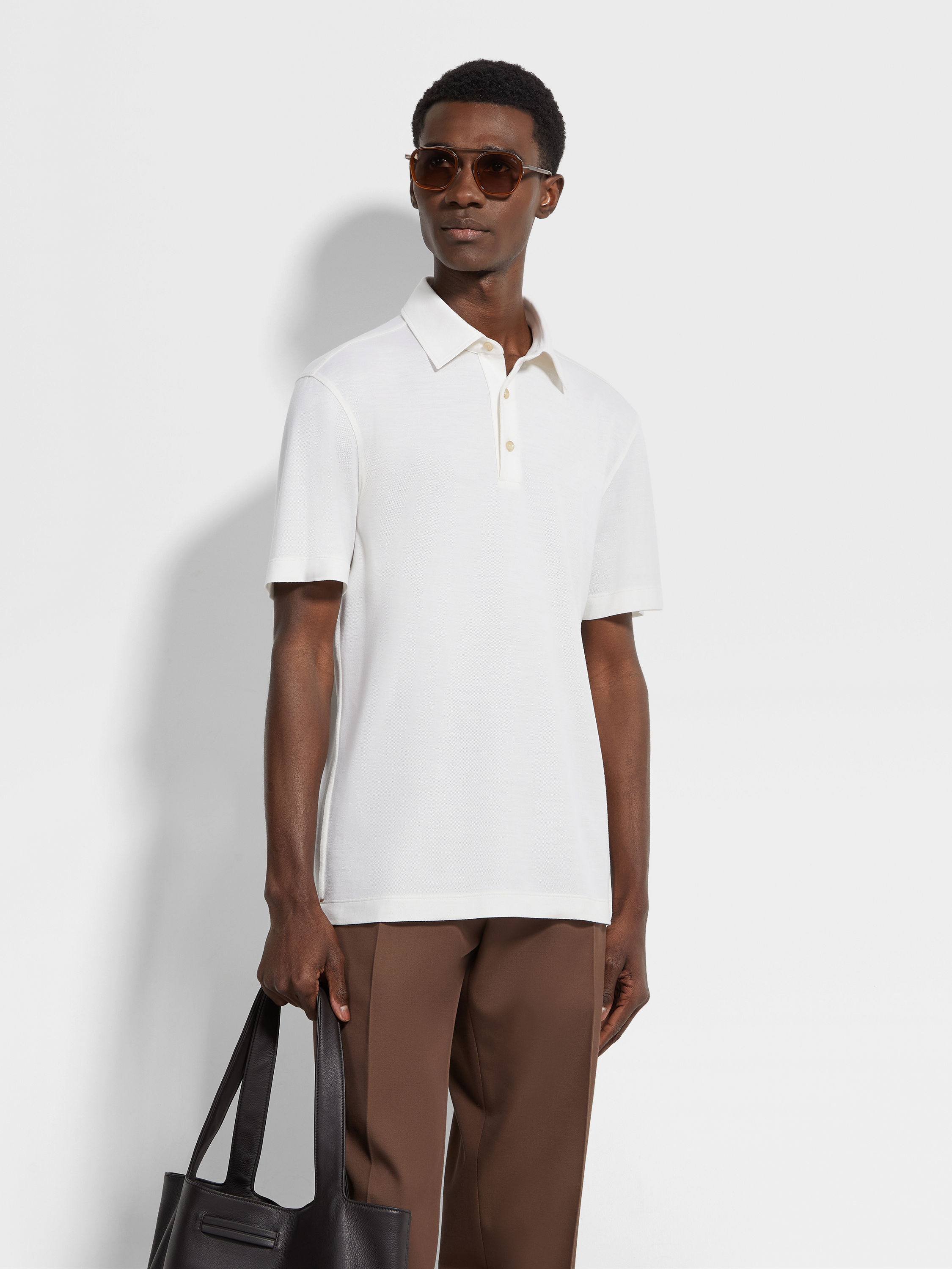 WHITE VELLUS AUREUM POLO SHIRT - 3