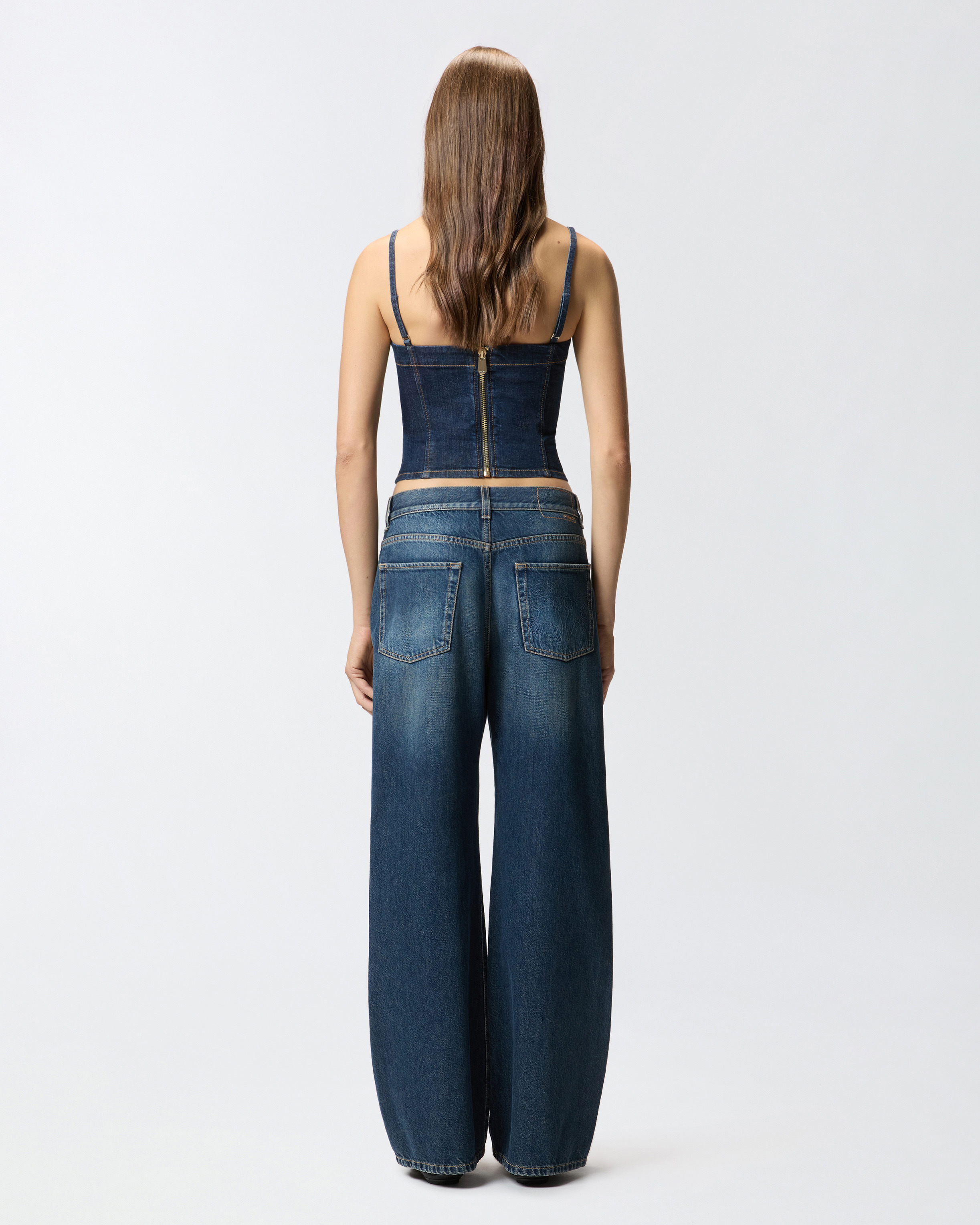 WIDE-LEG SOFT DENIM JEANS - 4