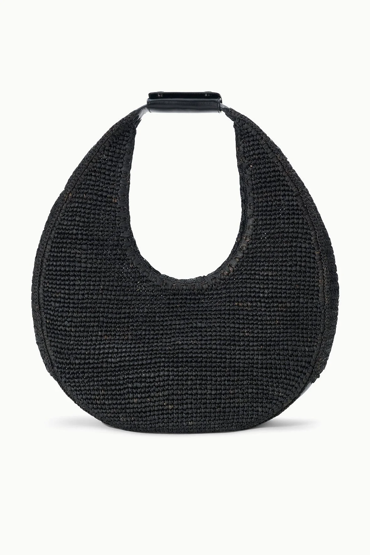 STAUD LARGE RAFFIA MOON TOTE BAG BLACK - 1