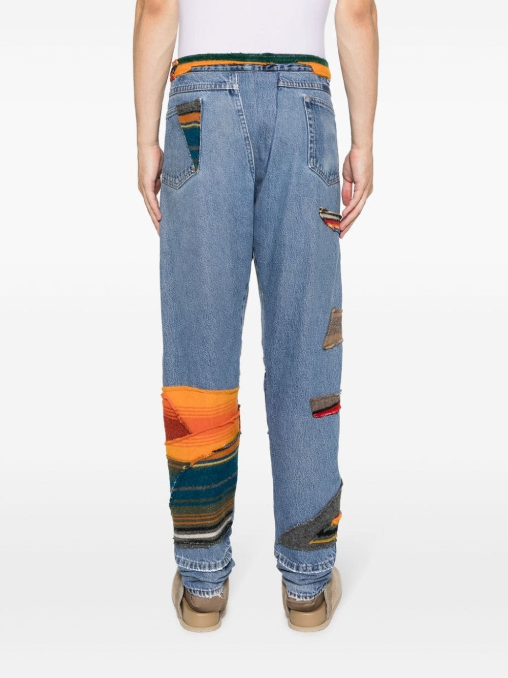 patchwork mid-rise tapered jeans - 4