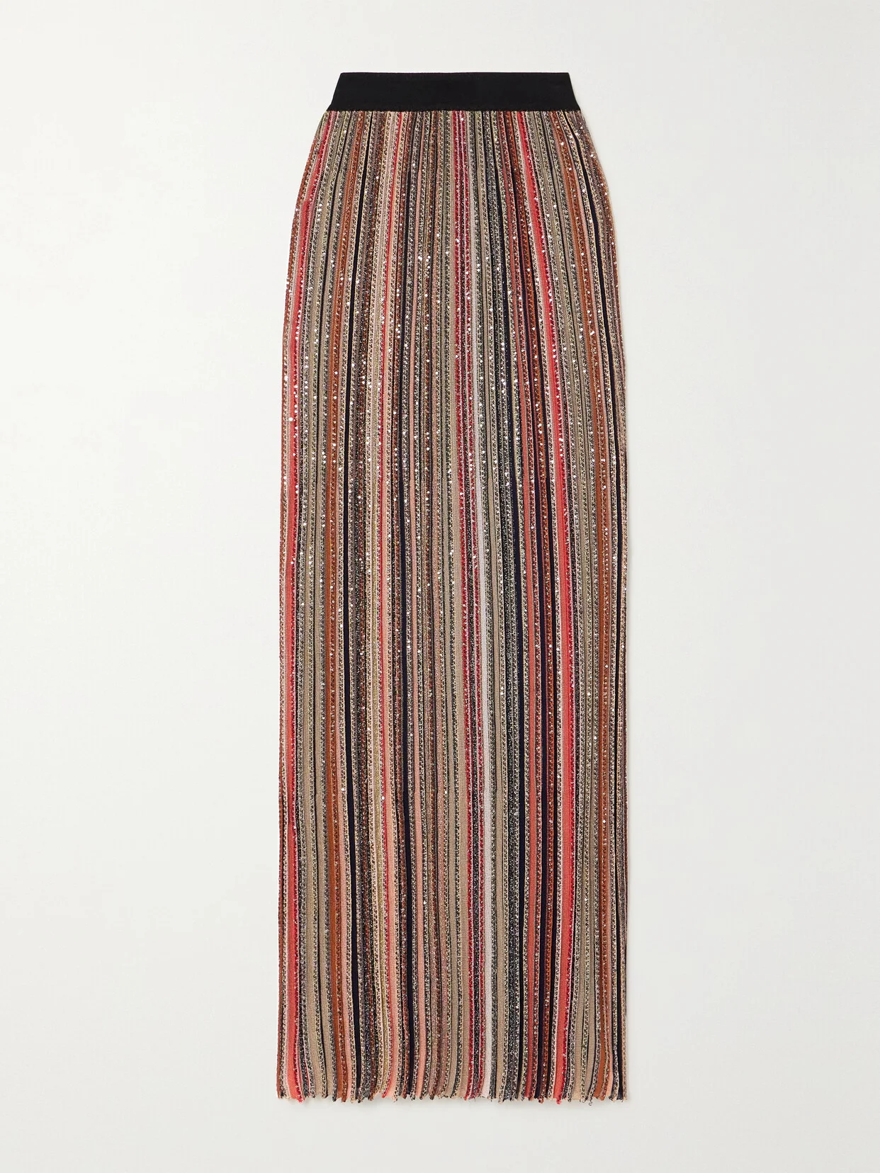 Sequin-embellished Striped Crochet-knit Maxi Skirt - 1