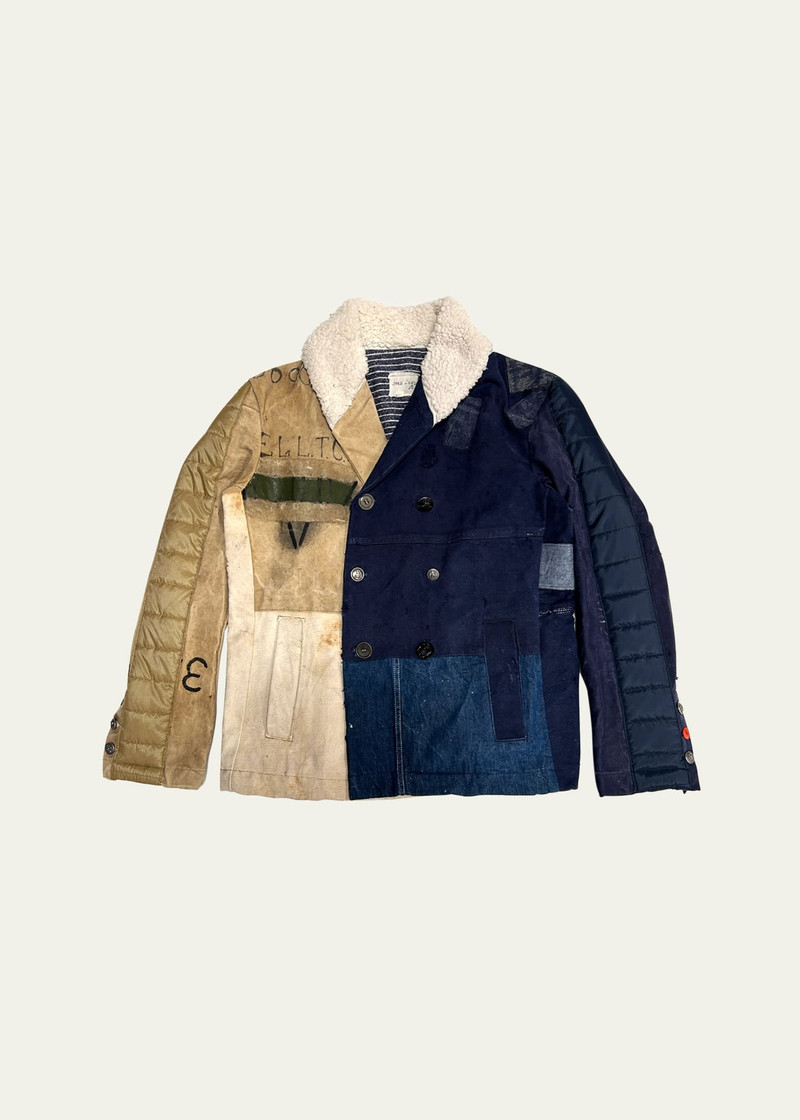 Men's Mixed-Media Colorblock Peacoat 1